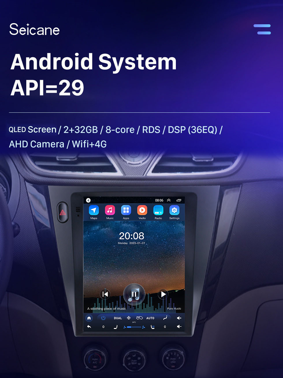 Seicane Para 2016 SGMW S1 Radio 9.7 pulgadas Android 10.0 Navegación GPS con pantalla táctil HD Soporte Bluetooth Carplay Cámara trasera