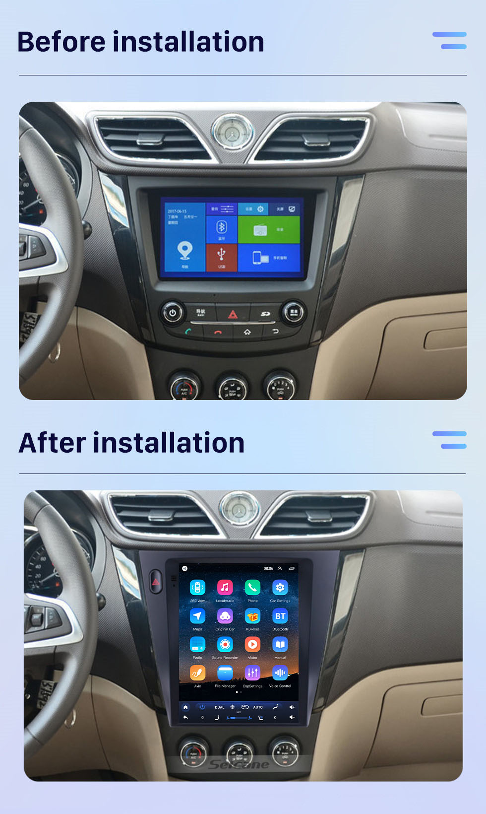 Seicane Für 2016 SGMW S1 Radio 9,7 Zoll Android 10.0 GPS-Navigation mit HD Touchscreen Bluetooth-Unterstützung Carplay Rückfahrkamera