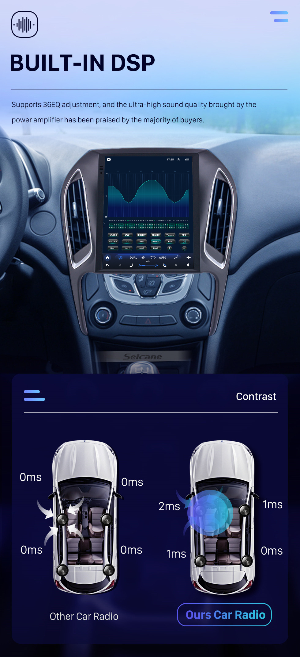 Seicane Android 10.0 9,7 pouces pour 2016 Radio Chery Arrizo 5 avec système de navigation GPS à écran tactile HD Prise en charge Bluetooth Carplay TPMS