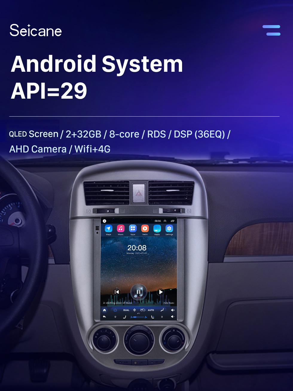Seicane 9,7 pouces Android 10.0 pour 2016 Buick New Excelle Radio Navigation GPS avec écran tactile HD Prise en charge Bluetooth Carplay TPMS