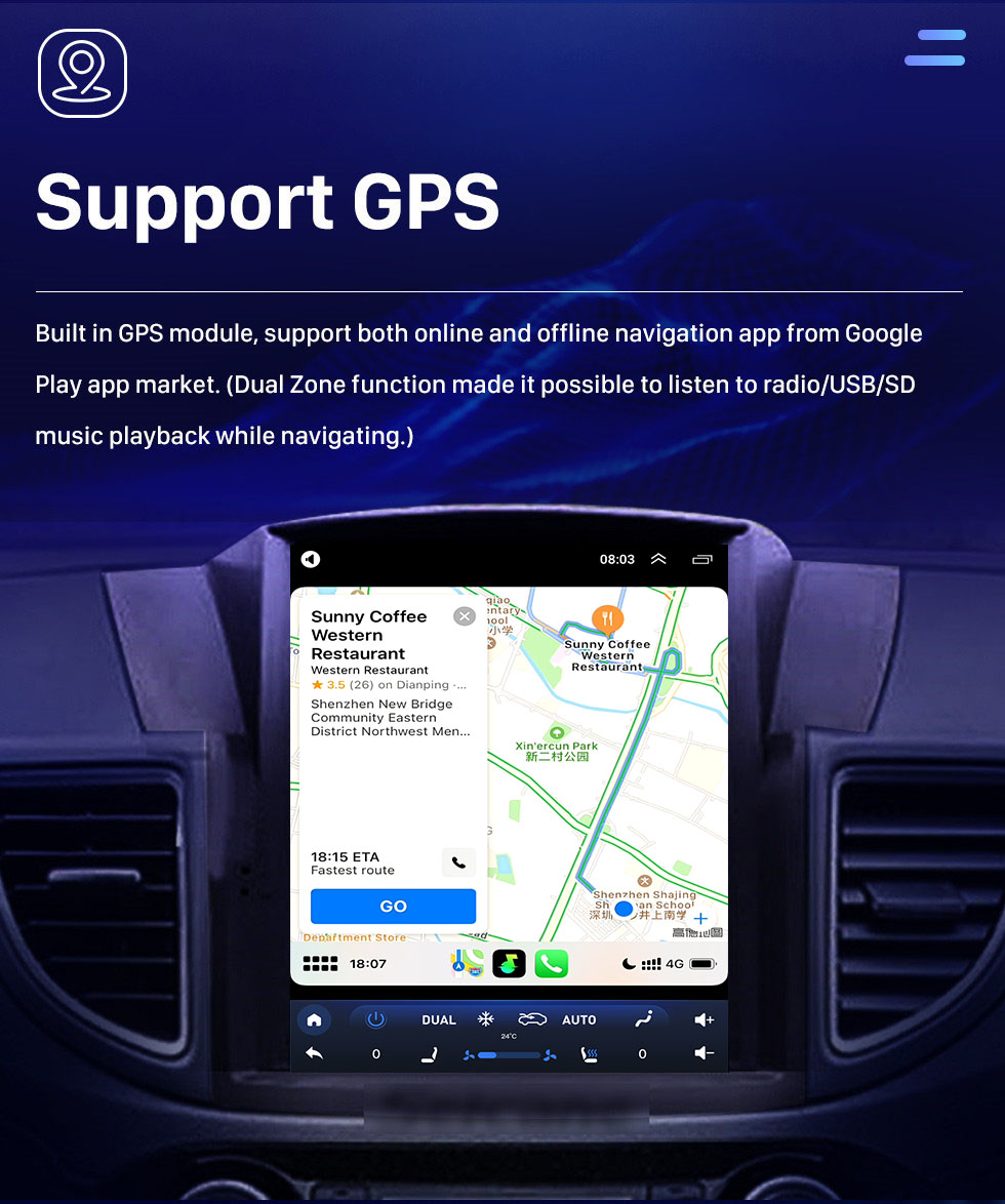 Seicane Android 10.0 9.7 pulgadas para 2012 2013 2014 2015 2016 Honda CRV Radio con pantalla táctil HD Sistema de navegación GPS Soporte Bluetooth Carplay TPMS