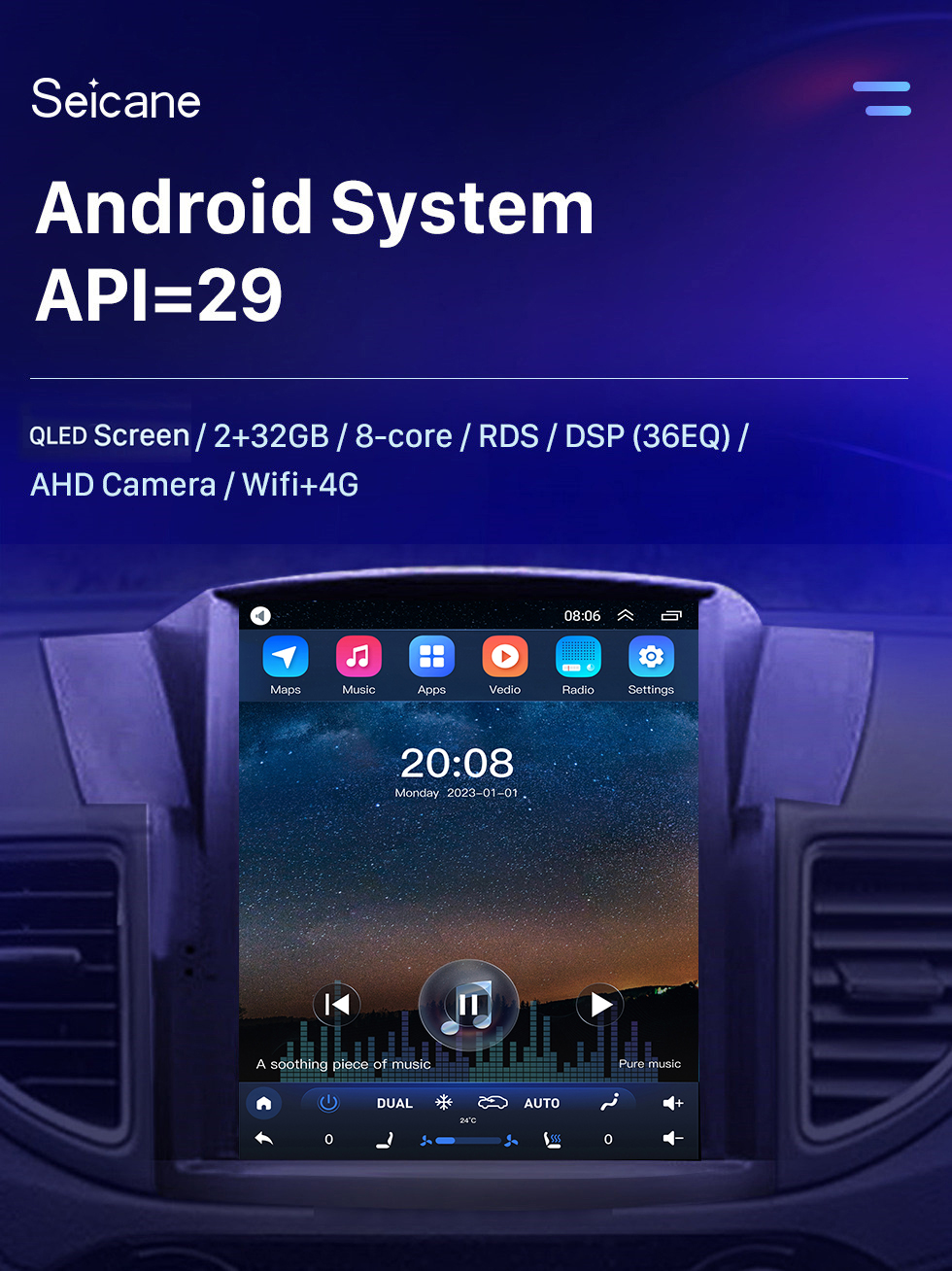 Seicane Android 10.0 9.7 pulgadas para 2012 2013 2014 2015 2016 Honda CRV Radio con pantalla táctil HD Sistema de navegación GPS Soporte Bluetooth Carplay TPMS