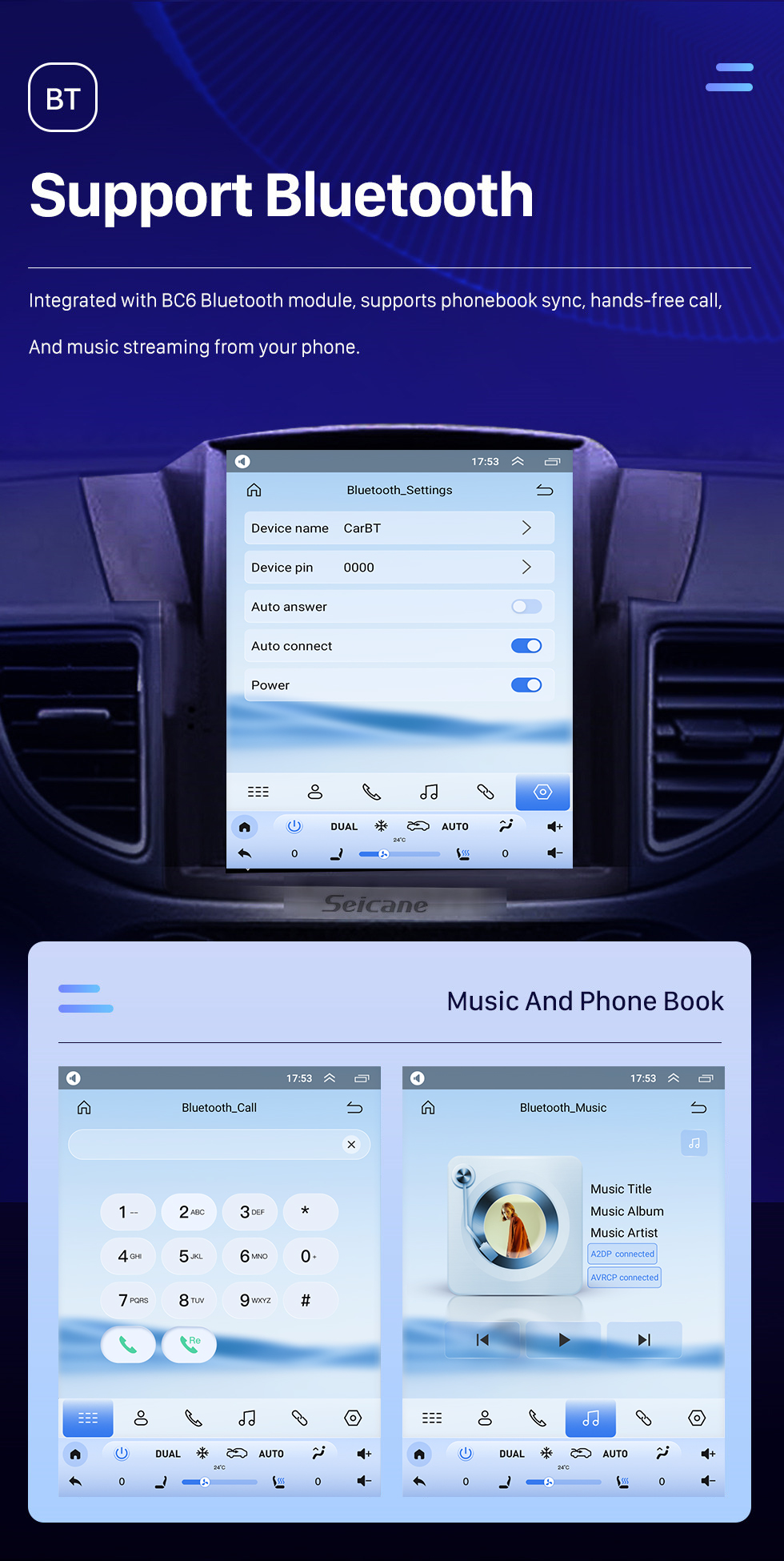 Seicane Android 10.0 9,7 pouces pour 2012 2013 2014 2015 2016 Radio Honda CRV avec système de navigation GPS à écran tactile HD Prise en charge Bluetooth Carplay TPMS