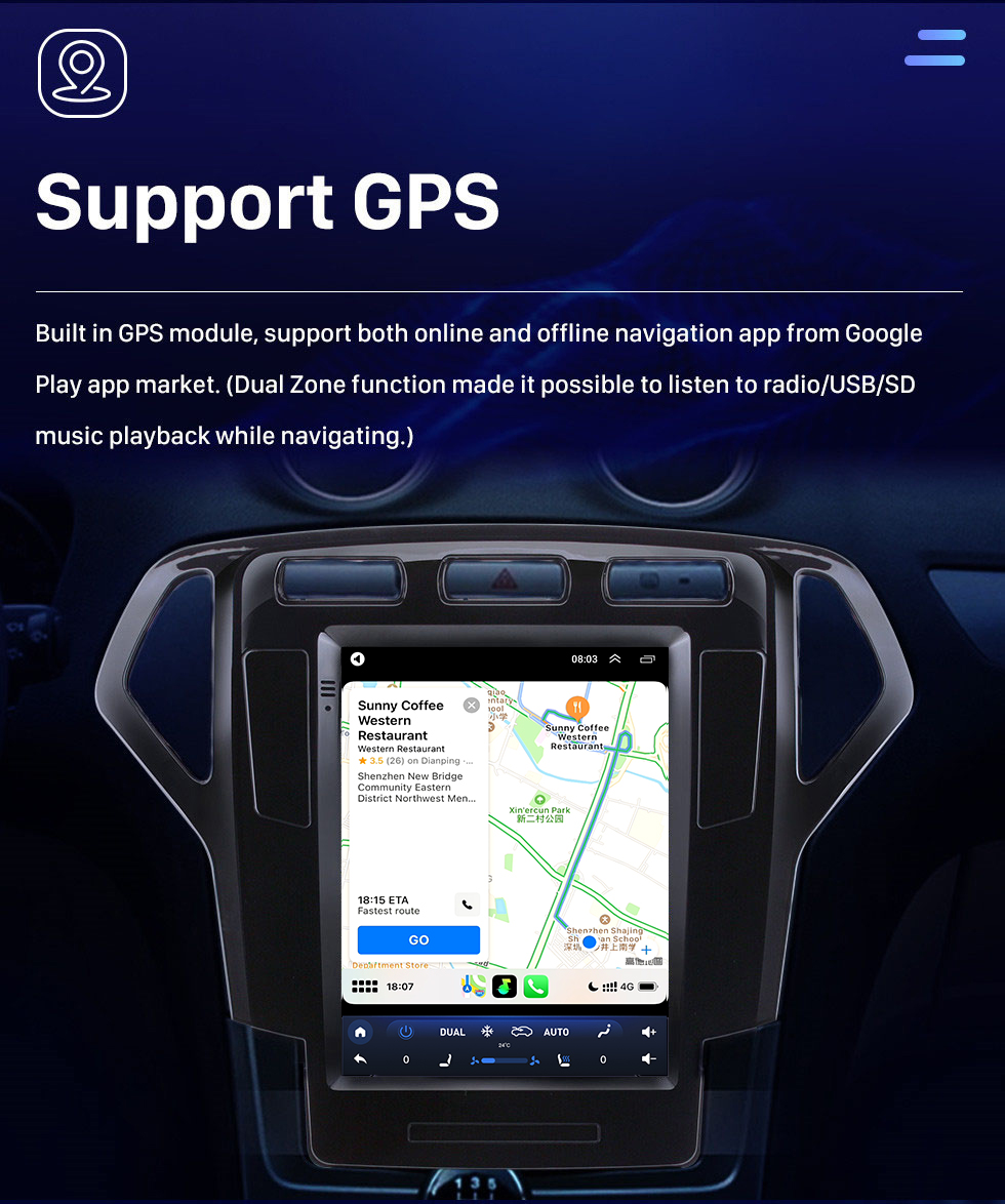 Seicane Tela sensível ao toque hd de 9,7 polegadas para 2007-2010 ford mondeo mk4 gps navi android navegação gps do carro suporte de reparo de rádio do carro bluetooth