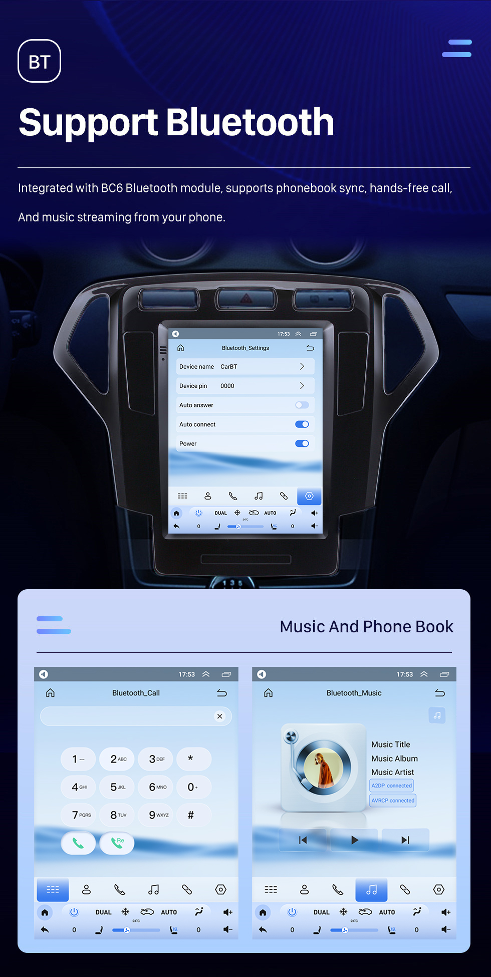 Seicane Écran tactile HD de 9,7 pouces pour 2007-2010 Ford Mondeo mk4 GPS Navi Android Car GPS Navigation Car Radio Repair Support Bluetooth
