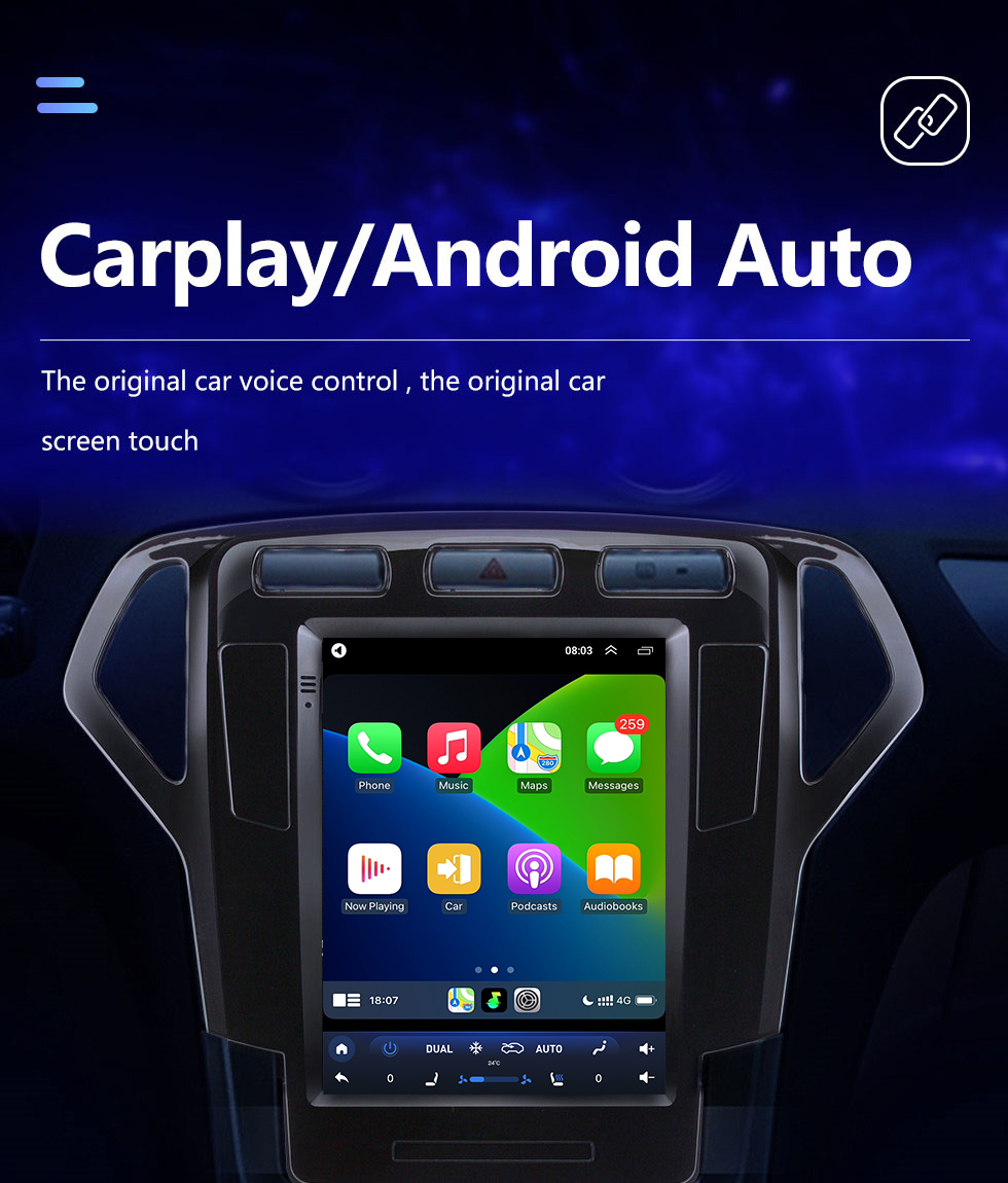 Seicane Écran tactile HD de 9,7 pouces pour 2007-2010 Ford Mondeo mk4 GPS Navi Android Car GPS Navigation Car Radio Repair Support Bluetooth