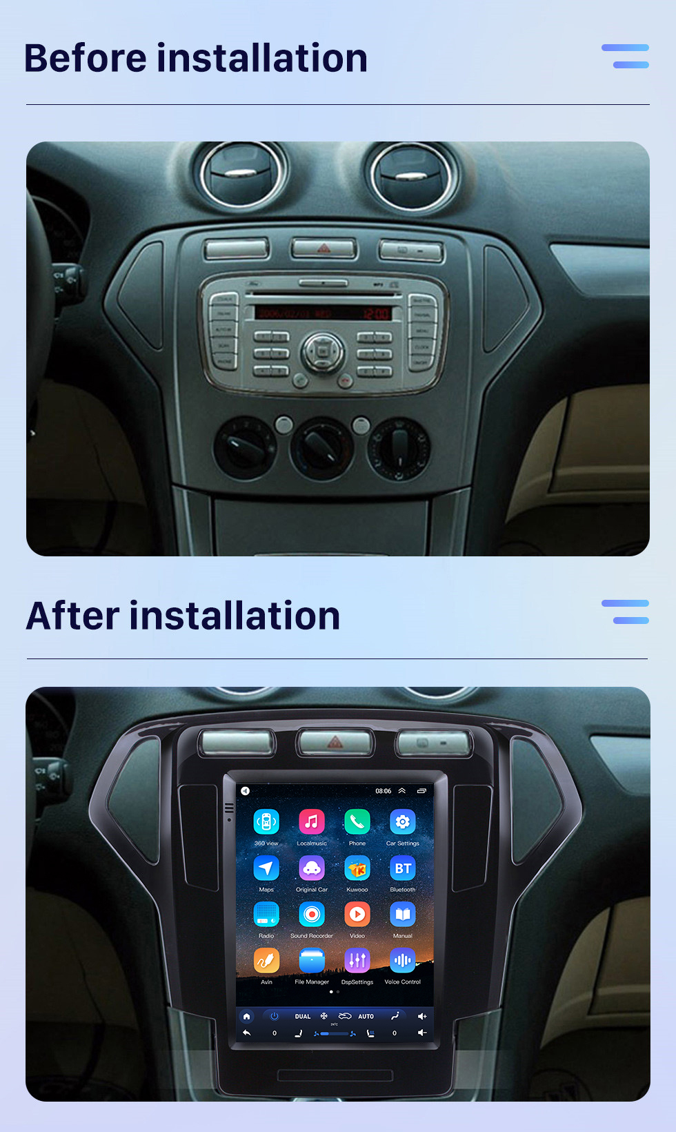 Seicane 9,7-Zoll-HD-Touchscreen für 2007-2010 Ford Mondeo mk4 GPS Navi Android Auto GPS-Navigation Autoradio Reparaturunterstützung Bluetooth