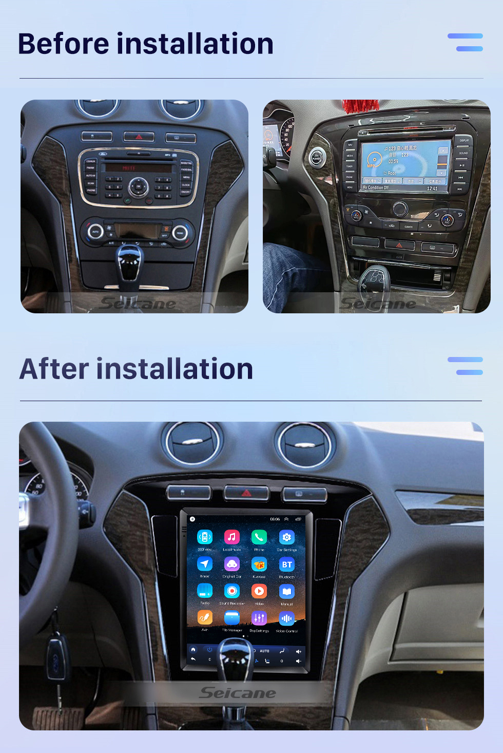Seicane 9.7 inch Android 10.0 for 2011 2012 2013 Ford Mondeo mk4 Radio with GPS Navigation HD Touchscreen Bluetooth support Carplay DVR OBD2 Seicane 9.7 inch Android 10.0 for 2011 2012 2013 Ford Mondeo mk4 Radio with GPS Navigation HD Touchscreen Bluetooth support Carplay DVR OBD2
