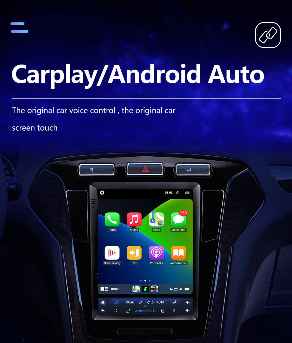 Seicane Tela sensível ao toque HD de 9,7 polegadas para 2011-2013 Ford Mondeo mk4 rádio do carro Bluetooth Carplay sistema estéreo suporte câmera AHD