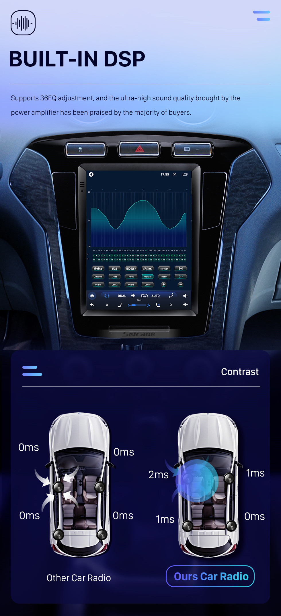 Seicane Tela sensível ao toque HD de 9,7 polegadas para 2011-2013 Ford Mondeo mk4 rádio do carro Bluetooth Carplay sistema estéreo suporte câmera AHD