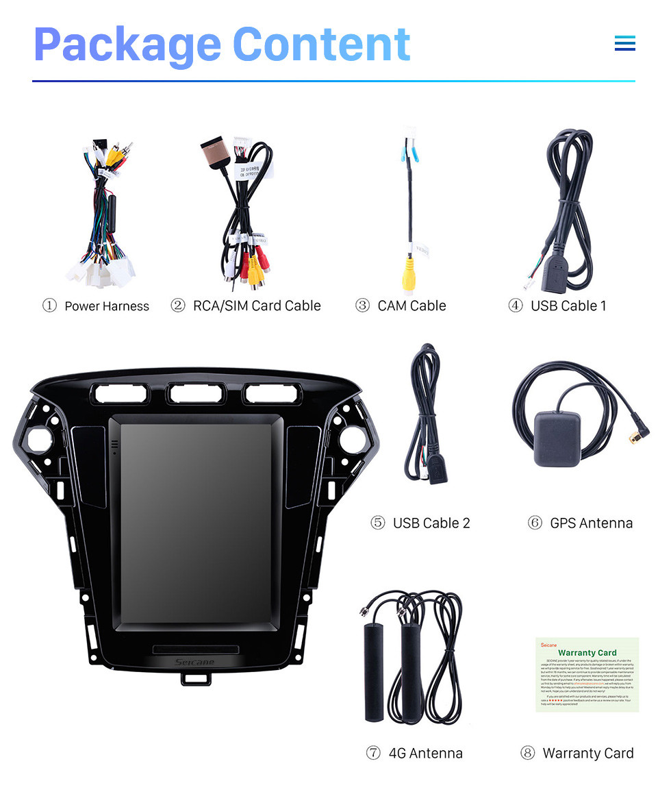 Seicane 9,7-дюймовый сенсорный HD-экран для 2011-2013 Ford Mondeo mk4 Автомобильный радиоприемник Bluetooth Carplay Стереосистема Поддержка AHD-камеры
