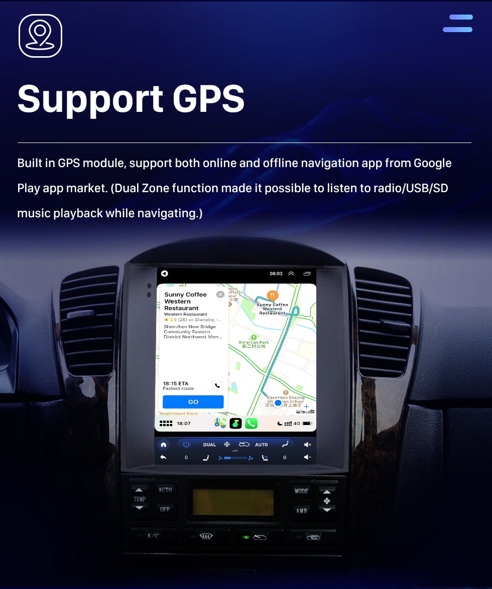 Seicane 9,7 Zoll Android 10.0 für 2004 2005 2006 2007 2008 Kia Sorento Radio GPS Navigationssystem mit HD Touchscreen Bluetooth Unterstützung Carplay TPMS