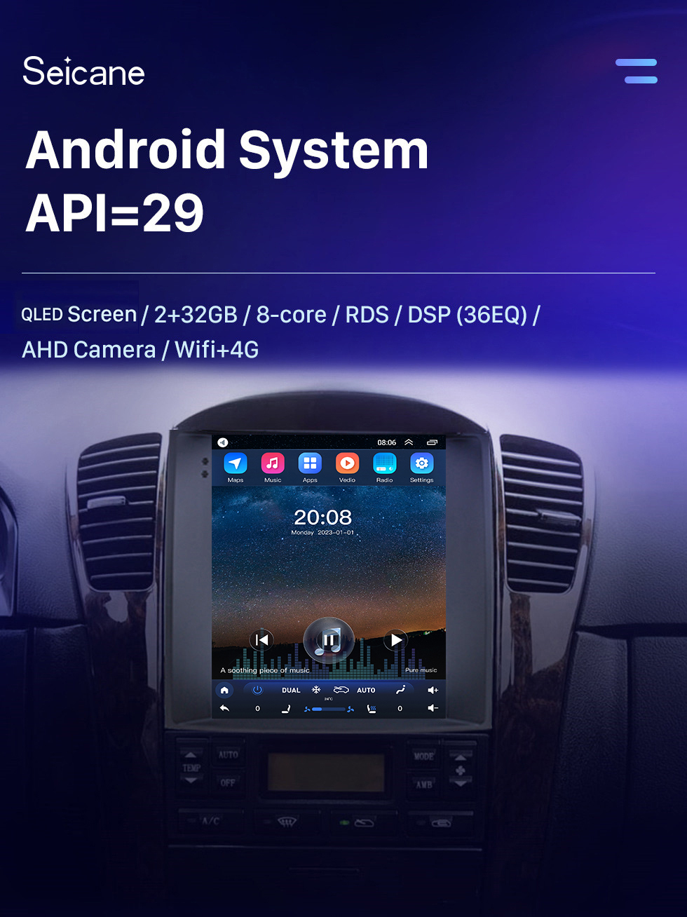 Seicane 9,7-дюймовый Android 10.0 для 2004 2005 2006 2007 2008 Kia Sorento Radio GPS-навигационная система с сенсорным экраном HD Поддержка Bluetooth Carplay TPMS