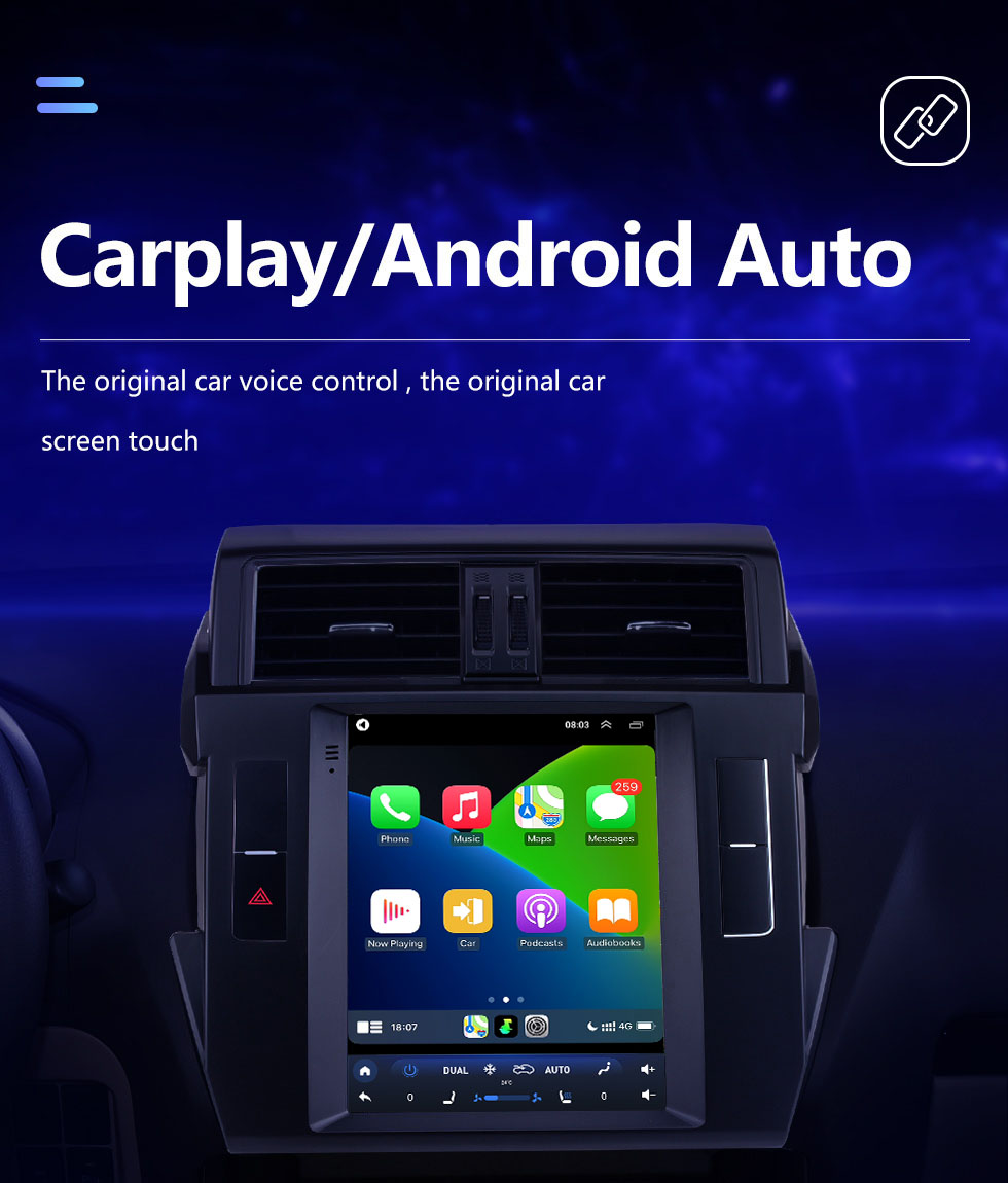 Seicane Android 10.0 9.7 pulgadas para 2016 Toyota Prado Radio Sistema de navegación GPS con pantalla táctil HD Bluetooth AUX soporte Carplay DVR OBD2
