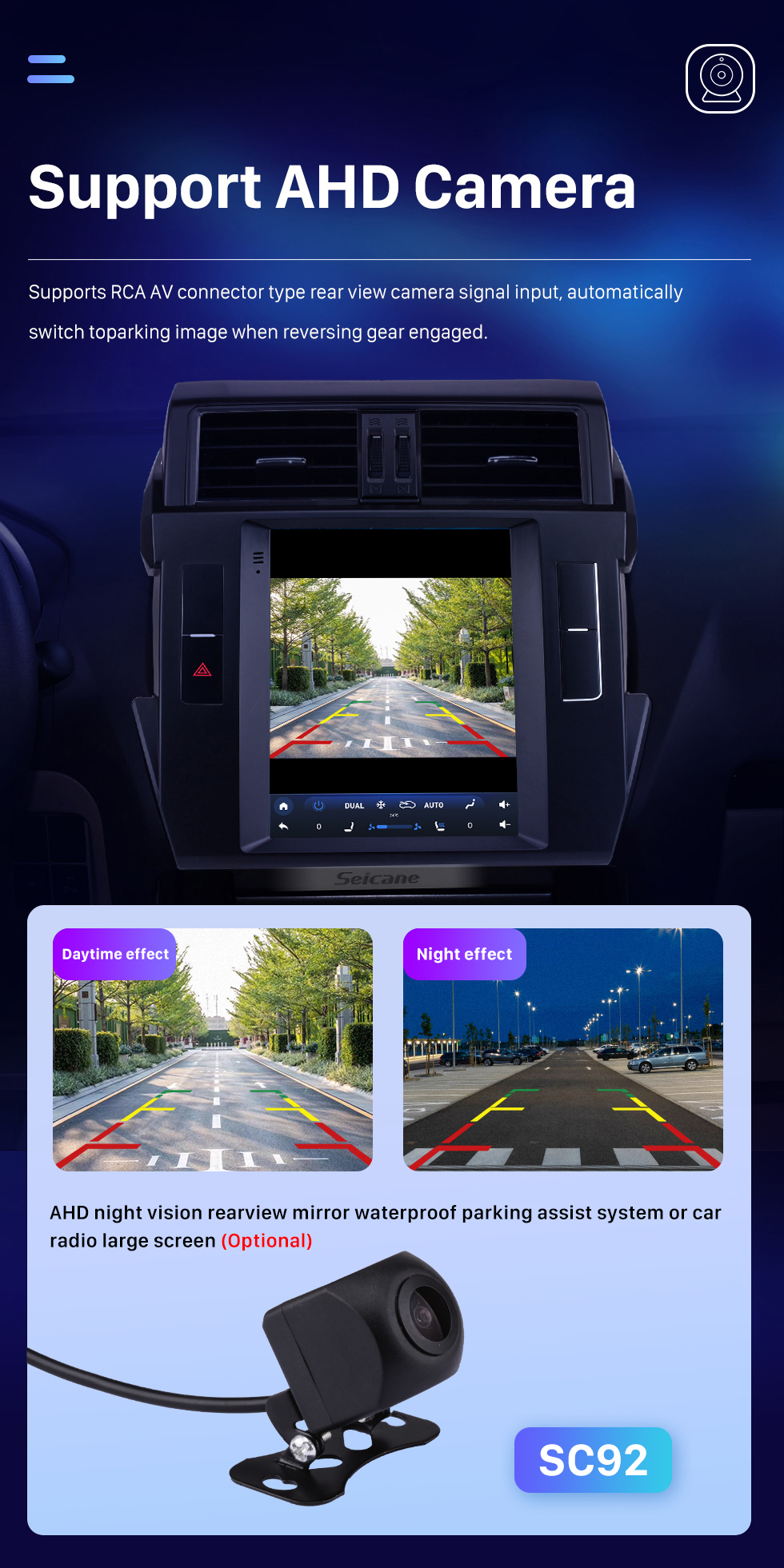 Seicane Android 10.0 9,7 pouces pour 2016 Toyota Prado Radio Système de navigation GPS avec écran tactile HD Prise en charge Bluetooth AUX Carplay DVR OBD2