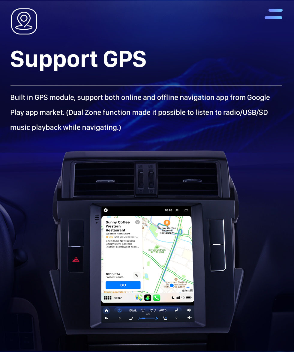 Seicane Android 10.0 9,7-дюймовый для 2016 Toyota Prado Radio GPS-навигационная система с сенсорным экраном HD Поддержка Bluetooth AUX Carplay DVR OBD2 Seicane Android 10.0 9,7-дюймовый для 2016 Toyota Prado Radio GPS-навигационная система с сенсорным экраном HD Поддержка Bluetooth AUX Carplay DVR OBD2