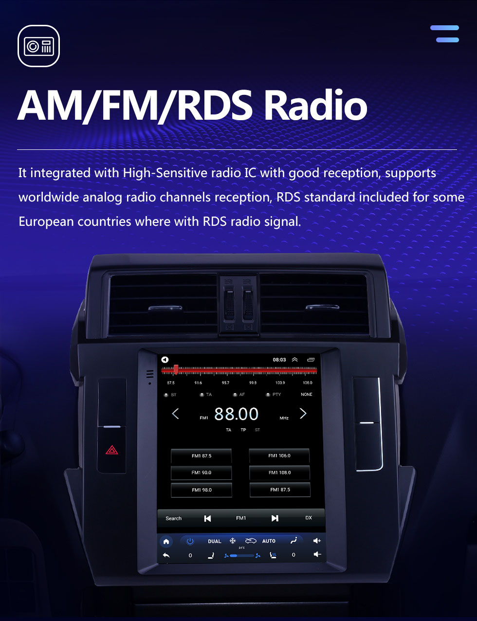 Seicane Android 10.0 9,7-дюймовый для 2016 Toyota Prado Radio GPS-навигационная система с сенсорным экраном HD Поддержка Bluetooth AUX Carplay DVR OBD2 Seicane Android 10.0 9,7-дюймовый для 2016 Toyota Prado Radio GPS-навигационная система с сенсорным экраном HD Поддержка Bluetooth AUX Carplay DVR OBD2