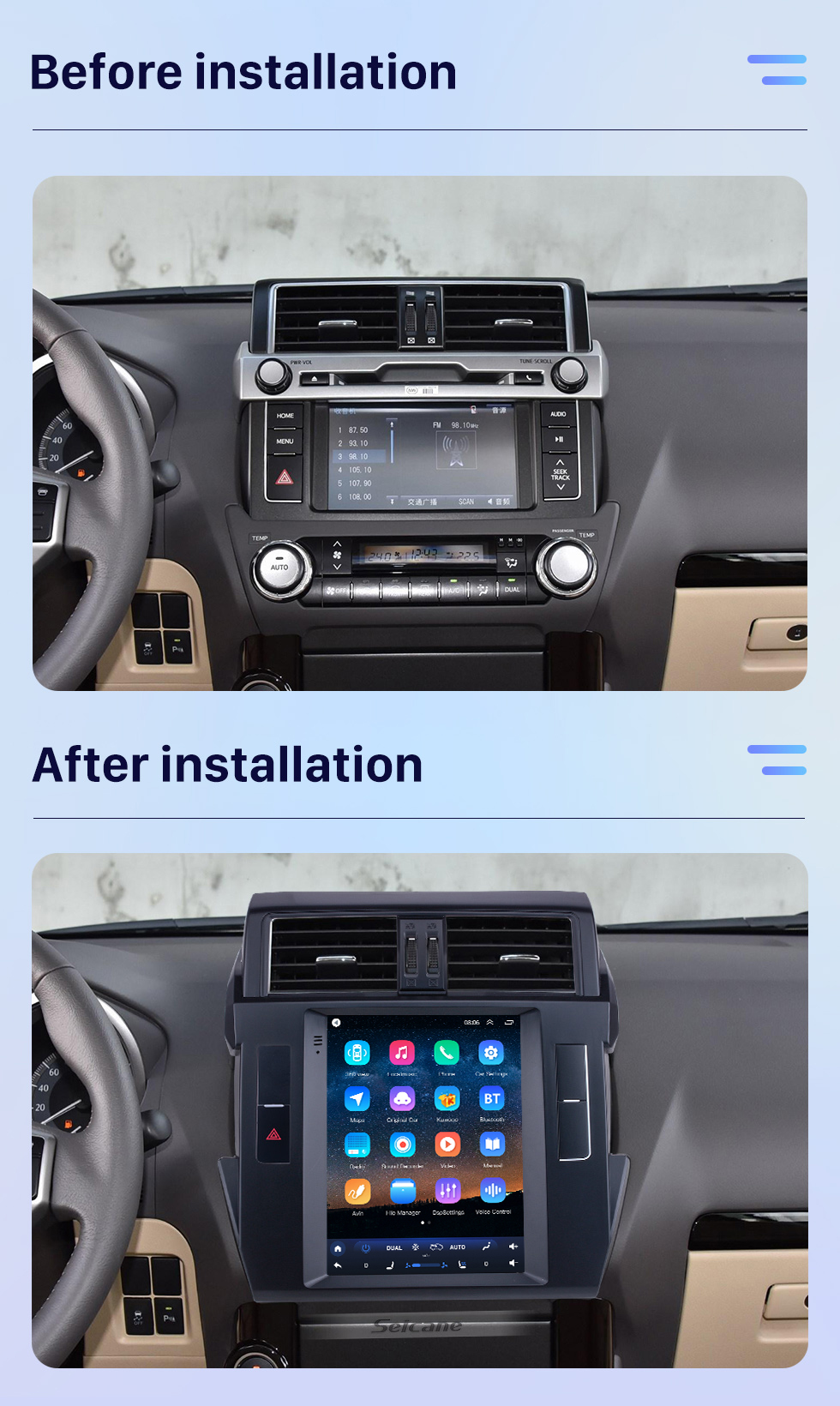 Seicane Android 10.0 9,7-дюймовый для 2016 Toyota Prado Radio GPS-навигационная система с сенсорным экраном HD Поддержка Bluetooth AUX Carplay DVR OBD2 Seicane Android 10.0 9,7-дюймовый для 2016 Toyota Prado Radio GPS-навигационная система с сенсорным экраном HD Поддержка Bluetooth AUX Carplay DVR OBD2