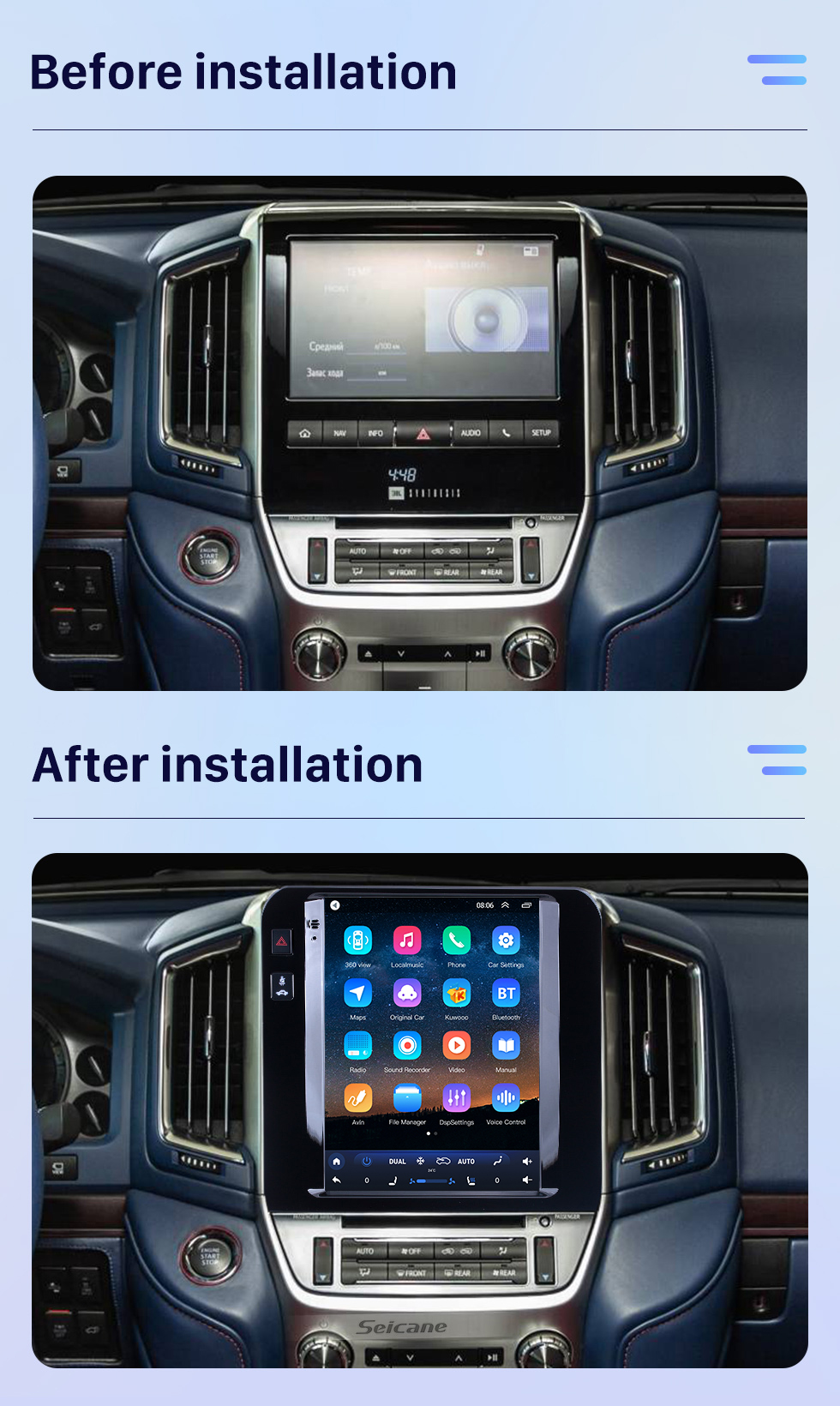 Seicane Сенсорный экран HD для 2020 Toyota Land Cruiser Radio Android 10.0 9,7-дюймовая система GPS-навигации с поддержкой Bluetooth USB Цифровое телевидение Carplay Seicane Сенсорный экран HD для 2020 Toyota Land Cruiser Radio Android 10.0 9,7-дюймовая система GPS-навигации с поддержкой Bluetooth USB Цифровое телевидение Carplay