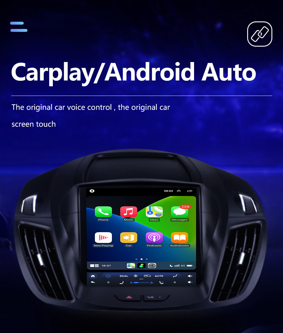 Seicane Android 10.0 9,7 pouces pour 2013-2018 Ford Escape Kuga Radio avec navigation GPS Écran tactile HD Prise en charge Bluetooth Carplay DVR OBD2