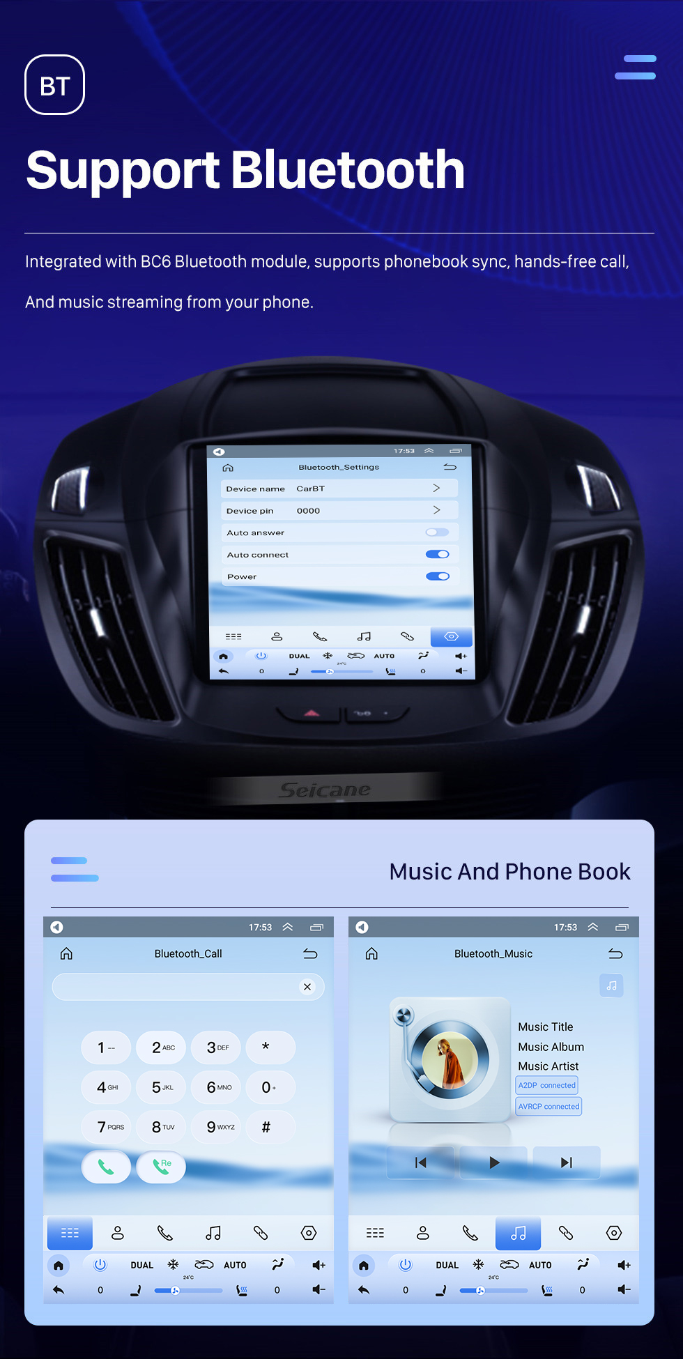 Seicane Android 10.0 9,7-дюймовый для 2013-2018 Ford Escape Kuga Radio с GPS-навигацией Сенсорный экран HD Поддержка Bluetooth Carplay DVR OBD2