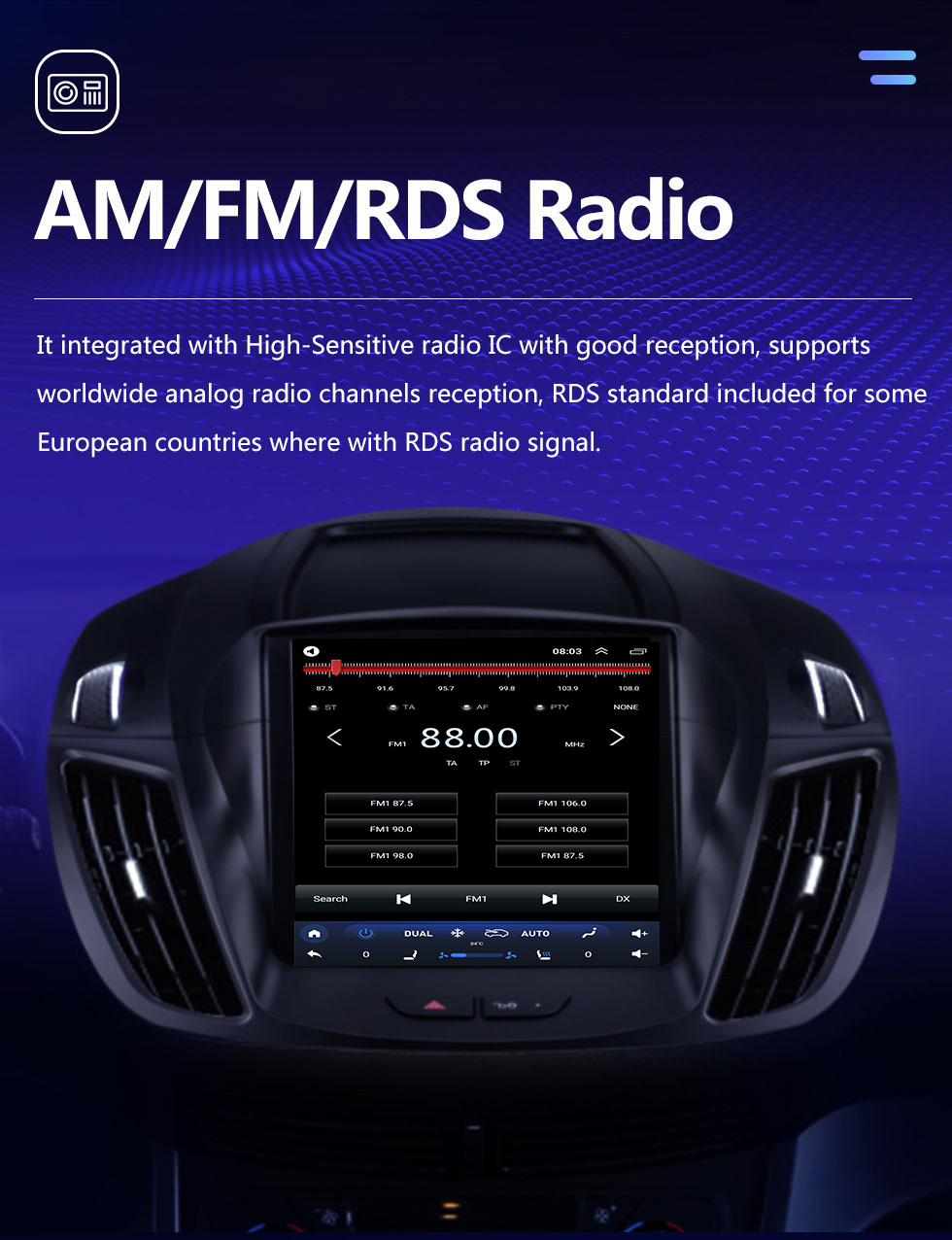 Seicane Android 10.0 9,7-дюймовый для 2013-2018 Ford Escape Kuga Radio с GPS-навигацией Сенсорный экран HD Поддержка Bluetooth Carplay DVR OBD2