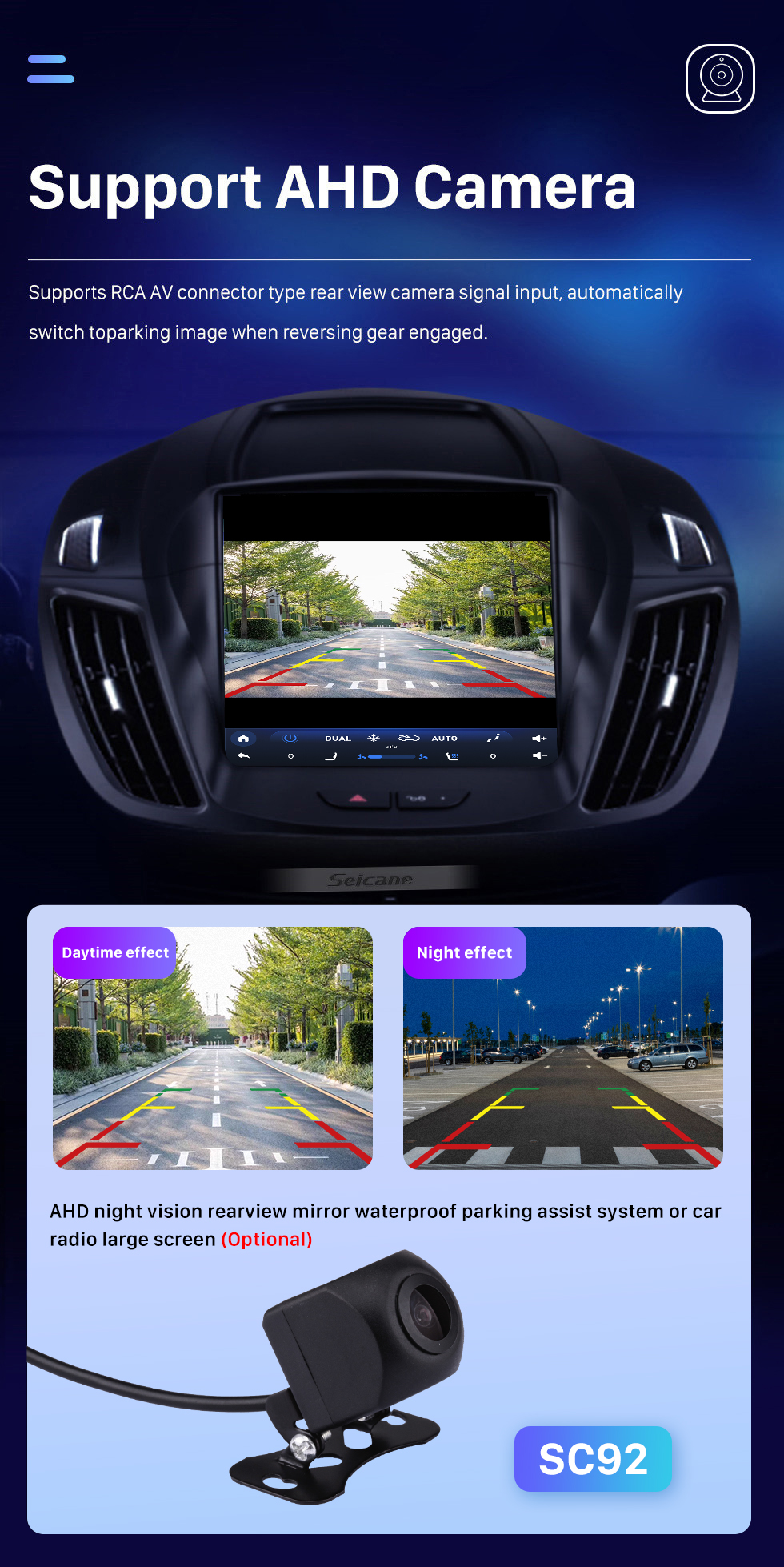 Seicane Android 10.0 9,7-дюймовый для 2013-2018 Ford Escape Kuga Radio с GPS-навигацией Сенсорный экран HD Поддержка Bluetooth Carplay DVR OBD2