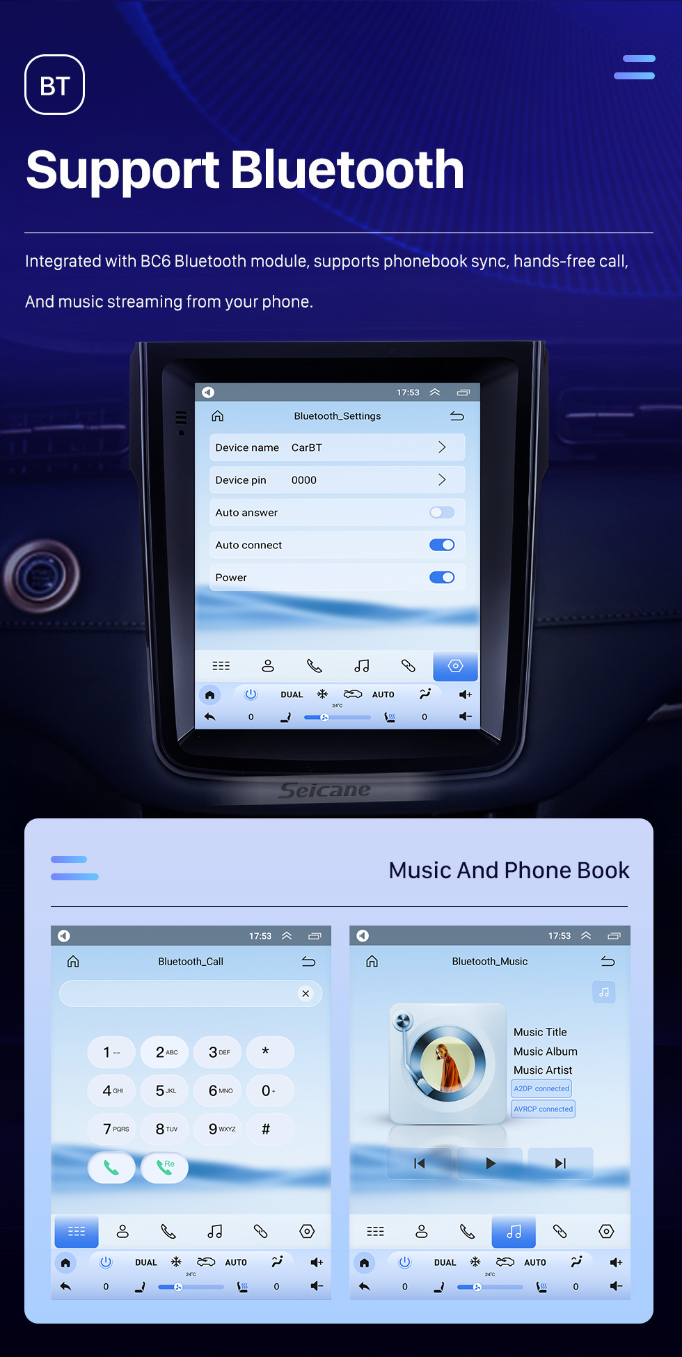 Seicane 9,7 pouces Android 10.0 pour 2018 Changan COS1 Radio Système de navigation GPS avec écran tactile HD Prise en charge Bluetooth Carplay TPMS