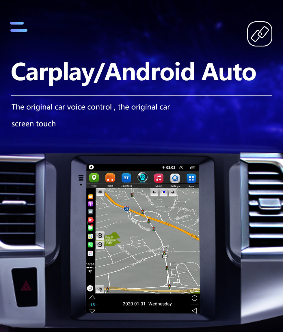 Seicane Сенсорный экран HD для 2015-2018 Toyota Highlander Radio Android 10.0 9,7-дюймовый GPS-навигатор Поддержка Bluetooth Цифровое ТВ Carplay