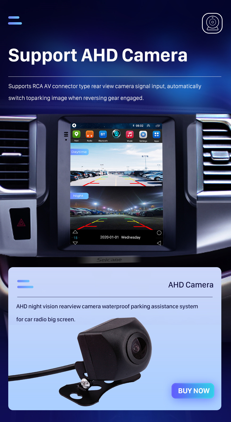 Seicane Écran tactile HD pour 2015-2018 Toyota Highlander Radio Android 10.0 9.7 pouces Navigation GPS Prise en charge Bluetooth TV numérique Carplay