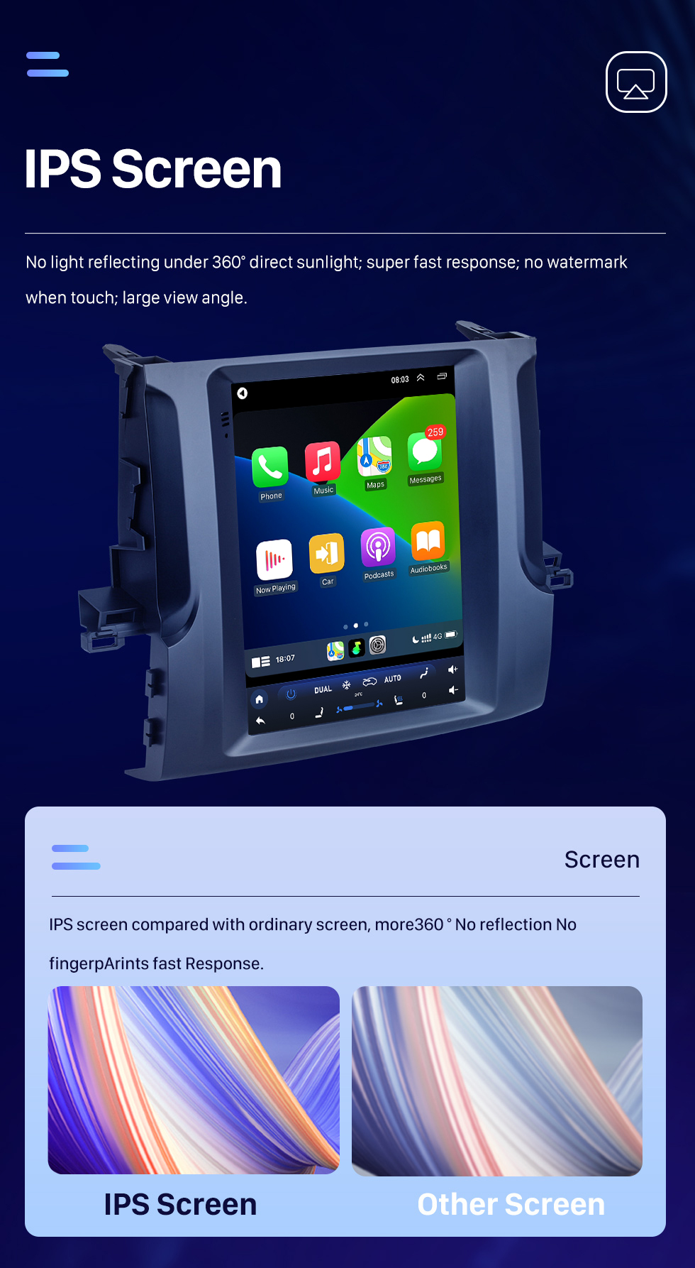 Seicane Écran tactile HD pour 2015-2018 Toyota Highlander Radio Android 10.0 9.7 pouces Navigation GPS Prise en charge Bluetooth TV numérique Carplay