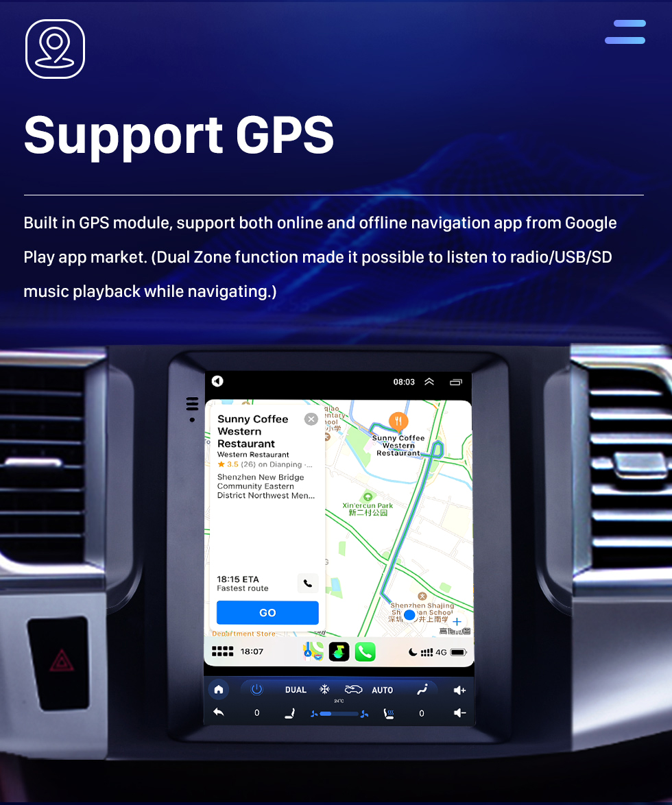 Seicane Écran tactile HD pour 2015-2018 Toyota Highlander Radio Android 10.0 9.7 pouces Navigation GPS Prise en charge Bluetooth TV numérique Carplay