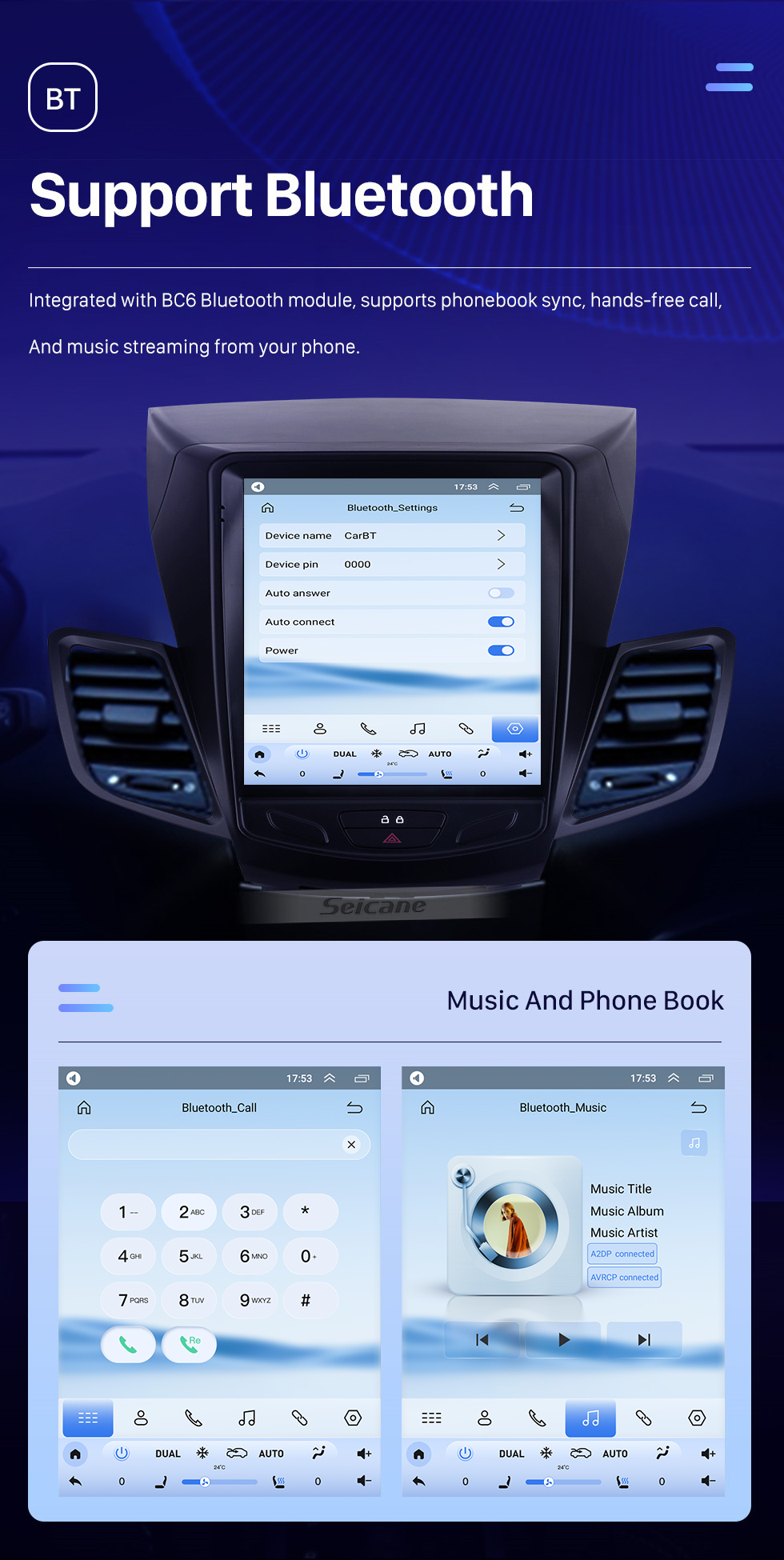 Seicane Für 2009-2014 Ford Fiesta 9,7 Zoll Android 10.0 GPS Navigationsradio mit HD Touchscreen Bluetooth WIFI AUX Unterstützung Carplay Rückfahrkamera