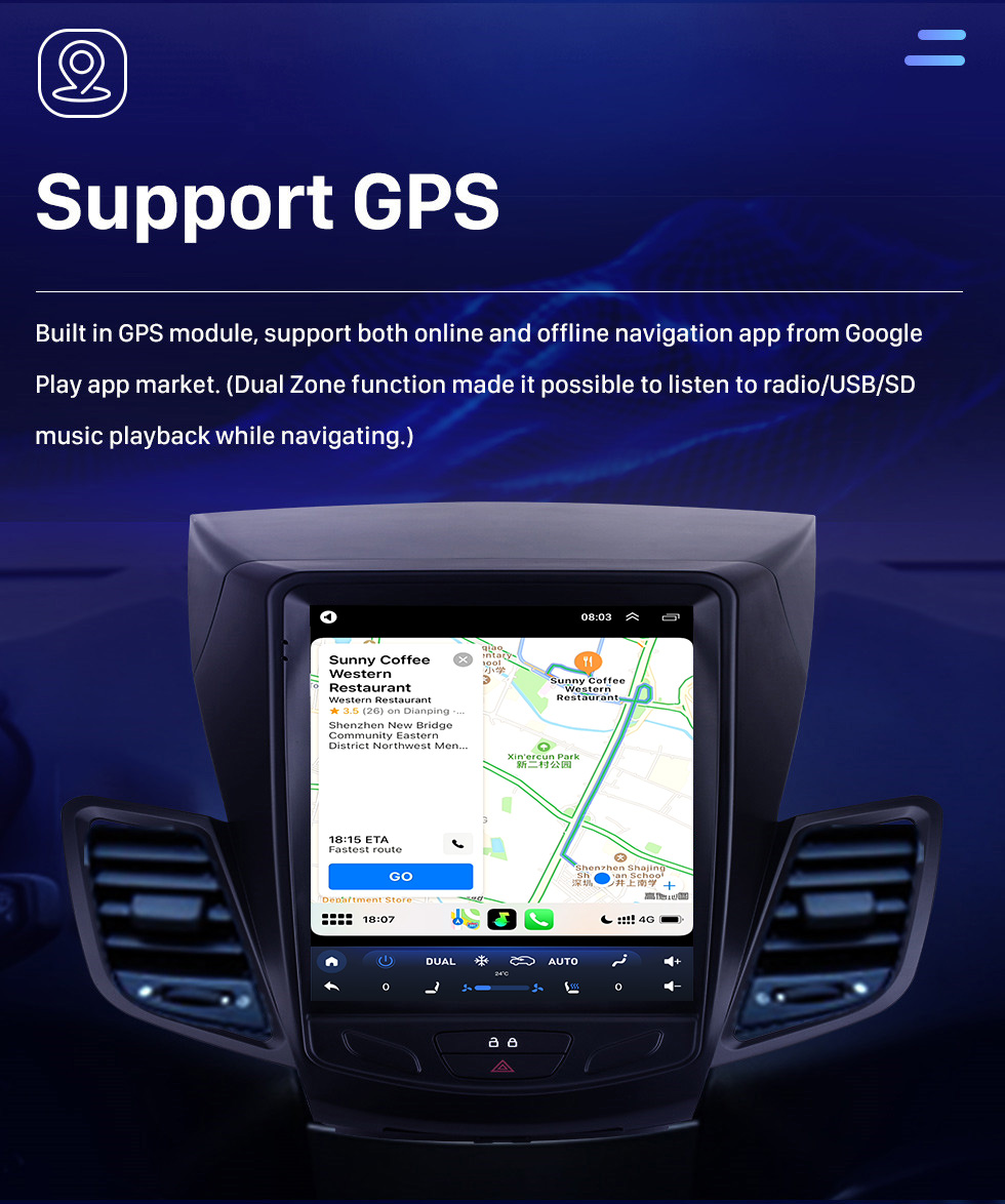 Seicane Para 2009-2014 ford fiesta 9.7 polegadas android 10.0 gps navegação rádio com hd touchscreen bluetooth wifi aux suporte carplay câmera retrovisor