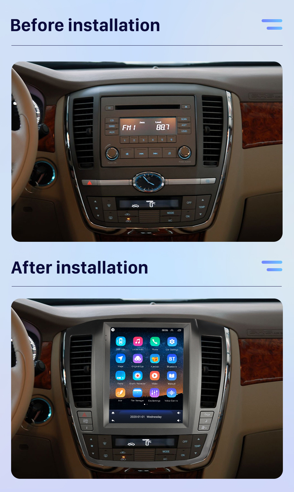 Seicane Android 10.0 9,7 дюйма для Buick Lacrosse 2006-2008 гг. Радио с GPS-навигацией HD с сенсорным экраном Поддержка Bluetooth Carplay DVR OBD2