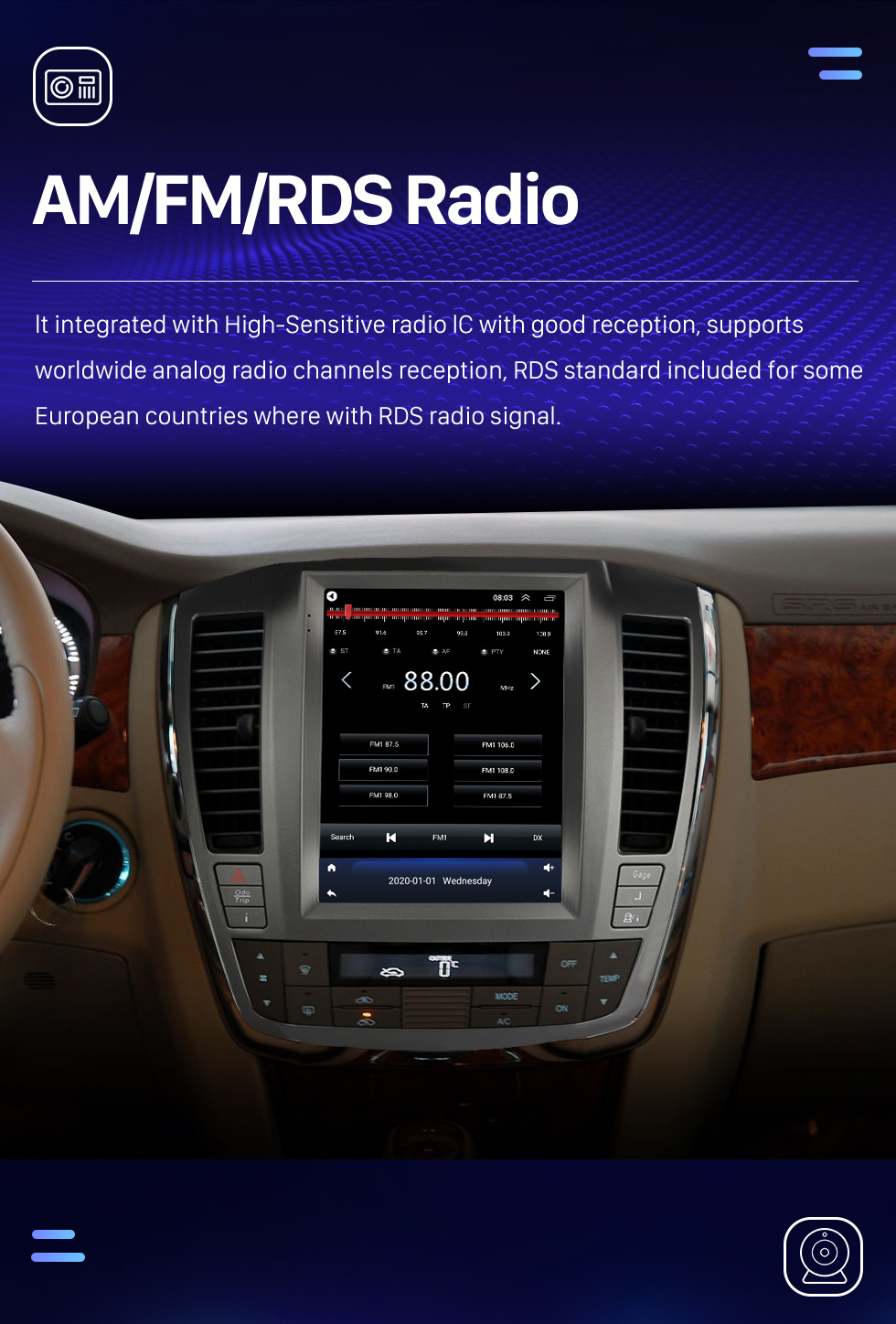 Seicane Android 10.0 9.7 polegadas para 2006-2008 Buick Lacrosse Radio com navegação GPS HD Touchscreen Bluetooth suporte Carplay DVR OBD2