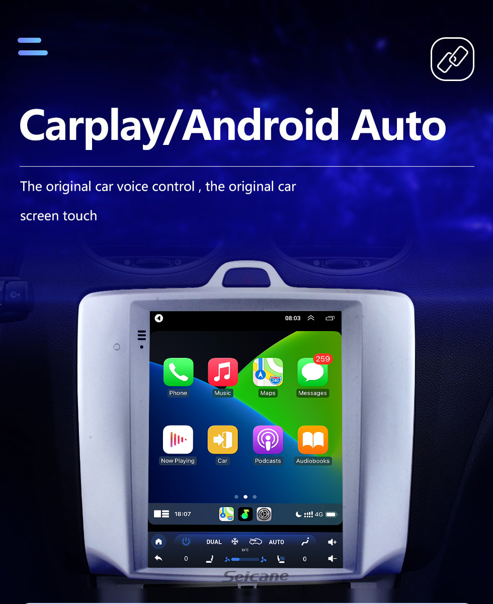 Seicane 2005-2014 Ford Classic Focus 9,7 pouces Android 10.0 Radio de navigation GPS avec écran tactile HD Prise en charge Bluetooth WIFI AUX Carplay Caméra de recul