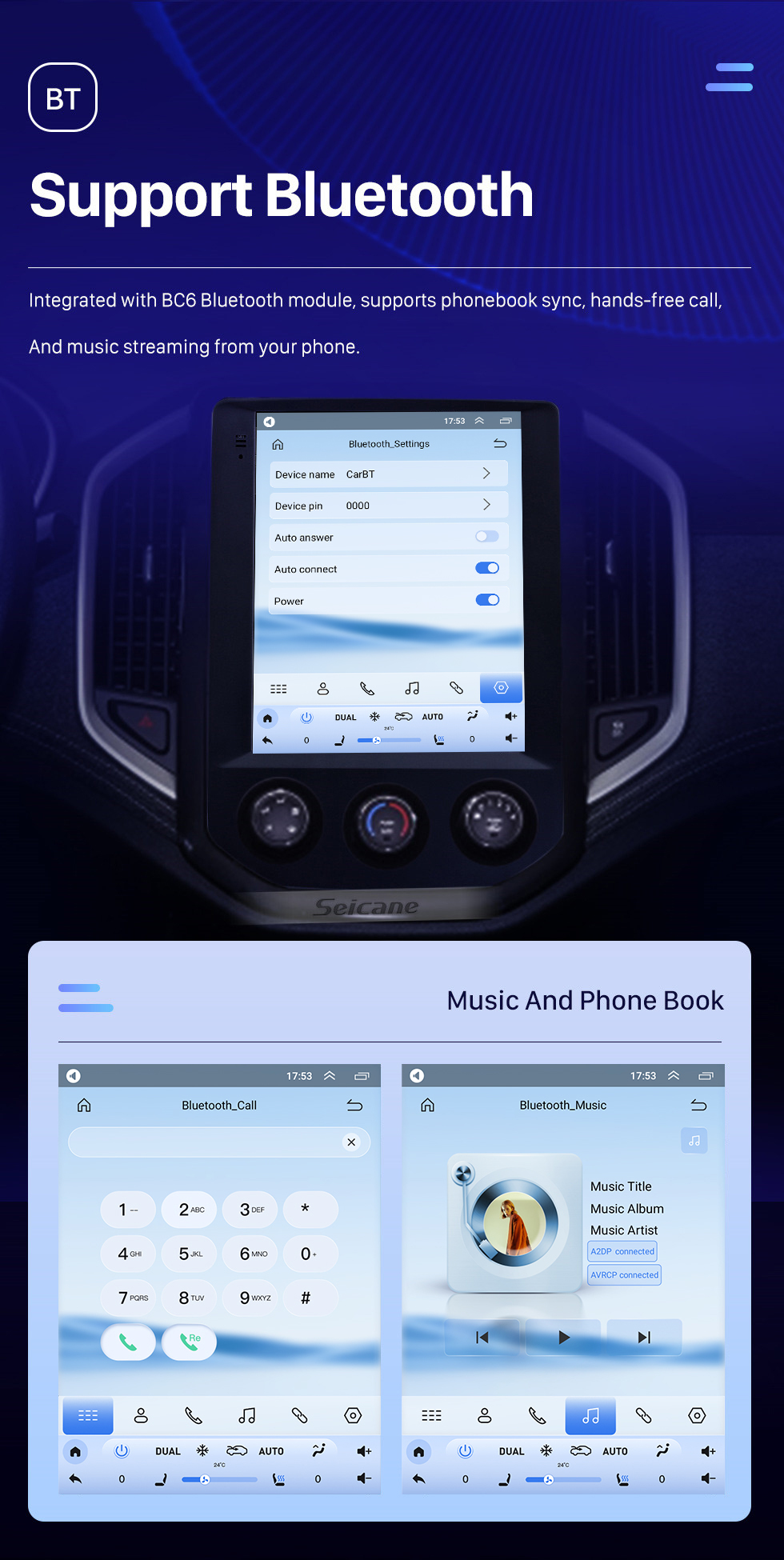 Seicane 2020 SGMW BaoJun 530 9,7-дюймовый Android 10.0 GPS-навигатор с сенсорным экраном HD Поддержка Bluetooth WIFI AUX Carplay Камера заднего вида