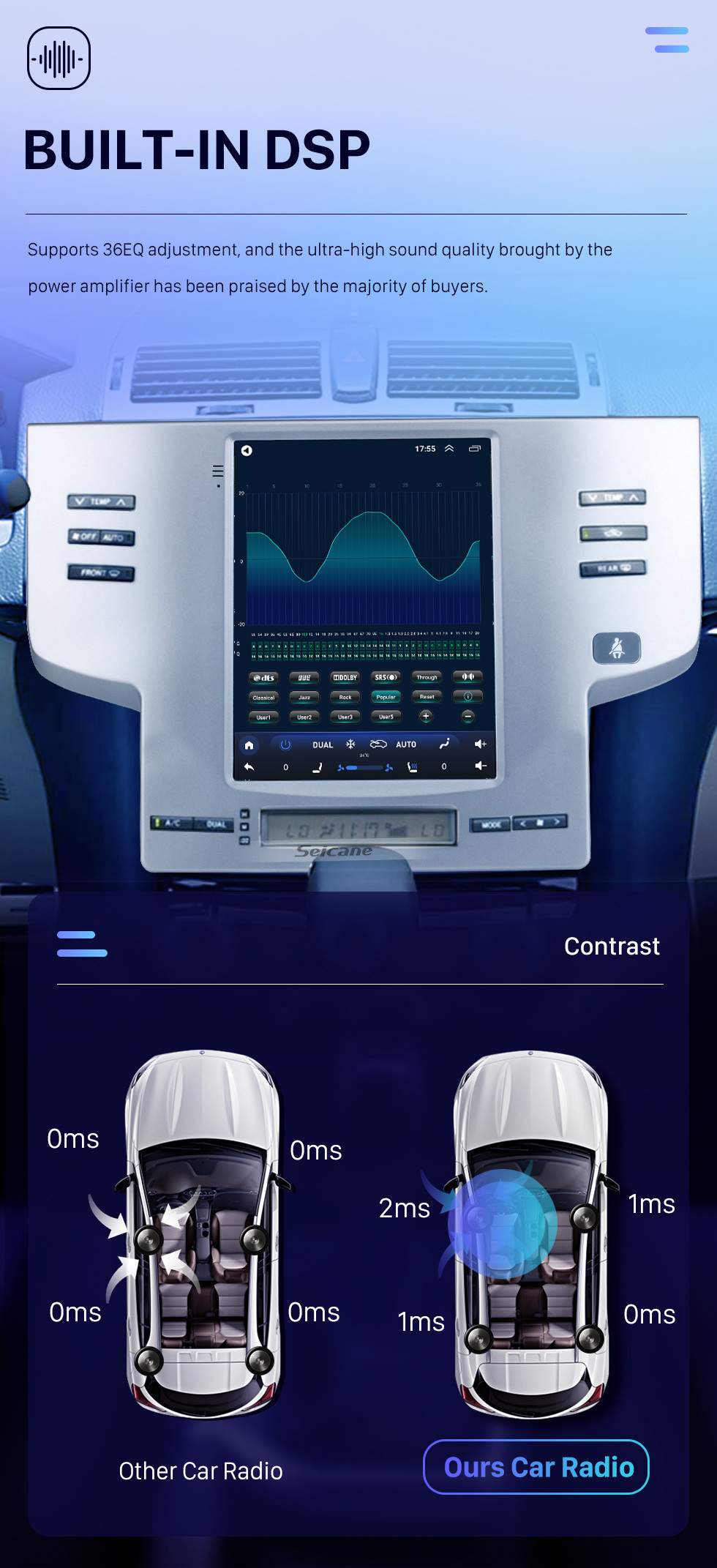 Seicane 9,7-дюймовый Android 10.0 для 2008-2009 Toyota Reiz Radio GPS-навигационная система с сенсорным экраном HD Поддержка Bluetooth Carplay TPMS