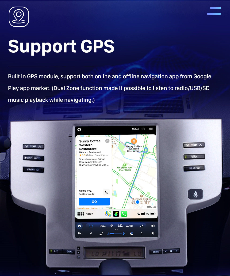 Seicane 9,7 Zoll Android 10.0 für 2008-2009 Toyota Reiz Radio GPS Navigationssystem mit HD Touchscreen Bluetooth Unterstützung Carplay TPMS