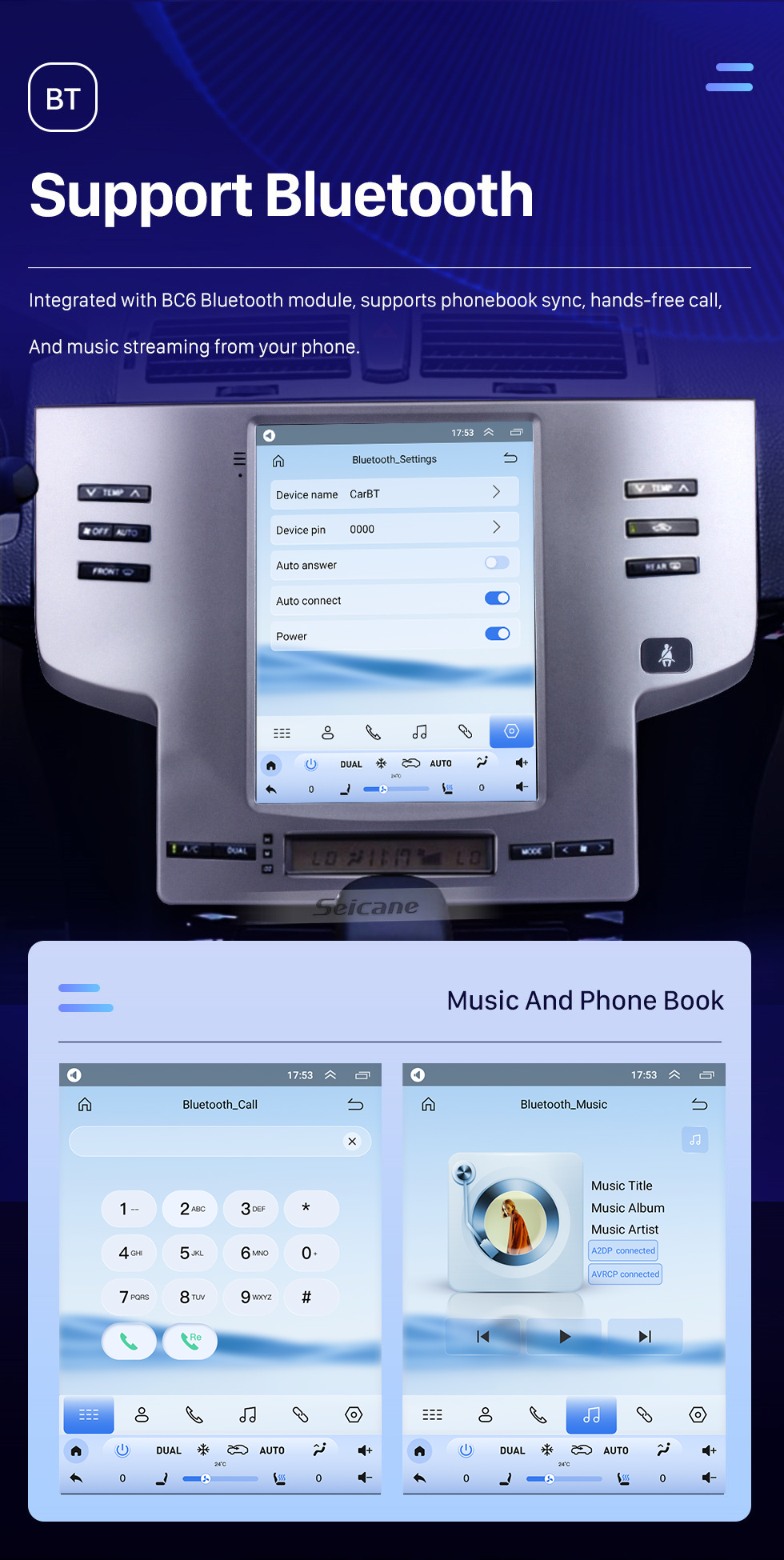 Seicane 9,7-дюймовый Android 10.0 для 2008-2009 Toyota Reiz Radio GPS-навигационная система с сенсорным экраном HD Поддержка Bluetooth Carplay TPMS