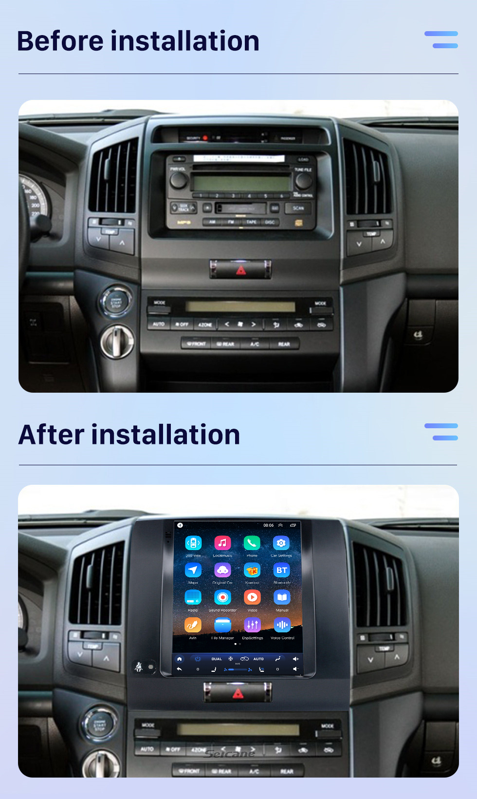 Seicane Сенсорный экран HD для Toyota Land Cruiser 2007-2015 Радио Android 10.0 9,7-дюймовый GPS-навигатор Поддержка Bluetooth Цифровое ТВ Carplay