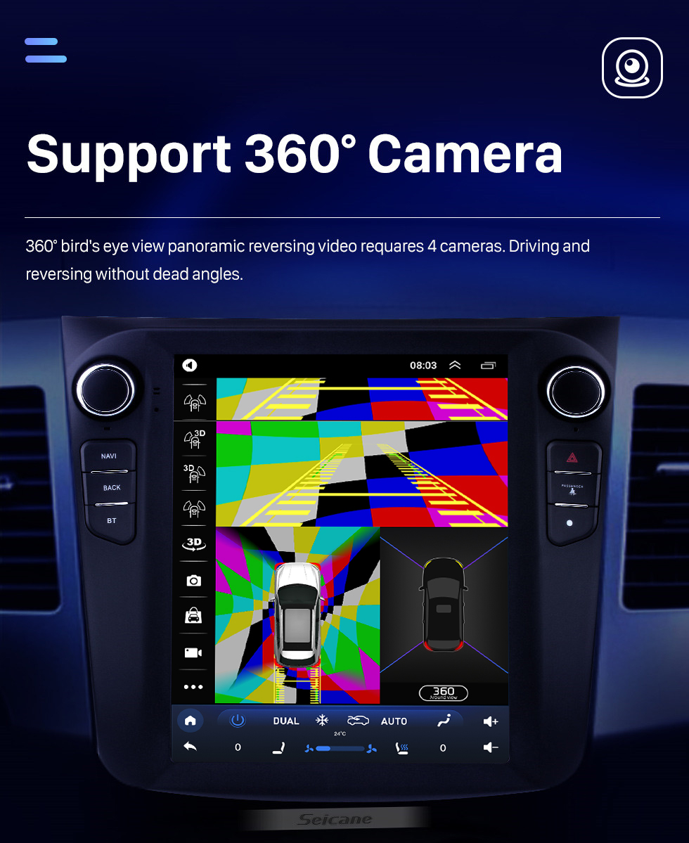Seicane 9.7 pulgadas 2008 MITSUBISHI OUTLANDER Android 10.0 Radio Sistema de navegación GPS con 4G WiFi Pantalla táctil TPMS DVR OBD II Cámara trasera AUX Control del volante USB SD Bluetooth HD 1080P Video