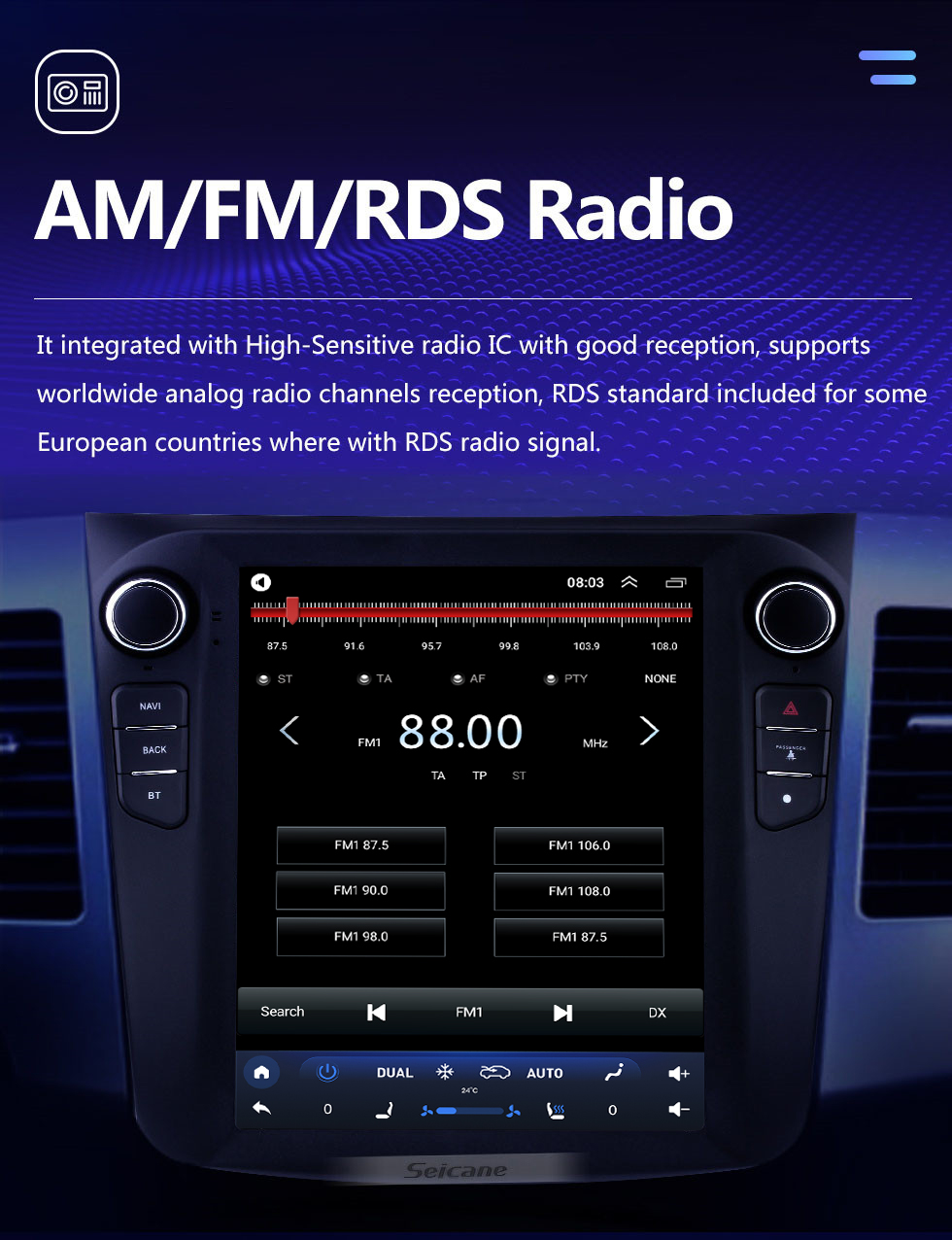 Seicane 9,7 polegadas 2008 MITSUBISHI OUTLANDER Android 10.0 Rádio sistema de navegação GPS com 4G WiFi Touch Screen TPMS DVR OBD II Câmera traseira AUX Controle de volante USB SD Bluetooth HD 1080P Vídeo