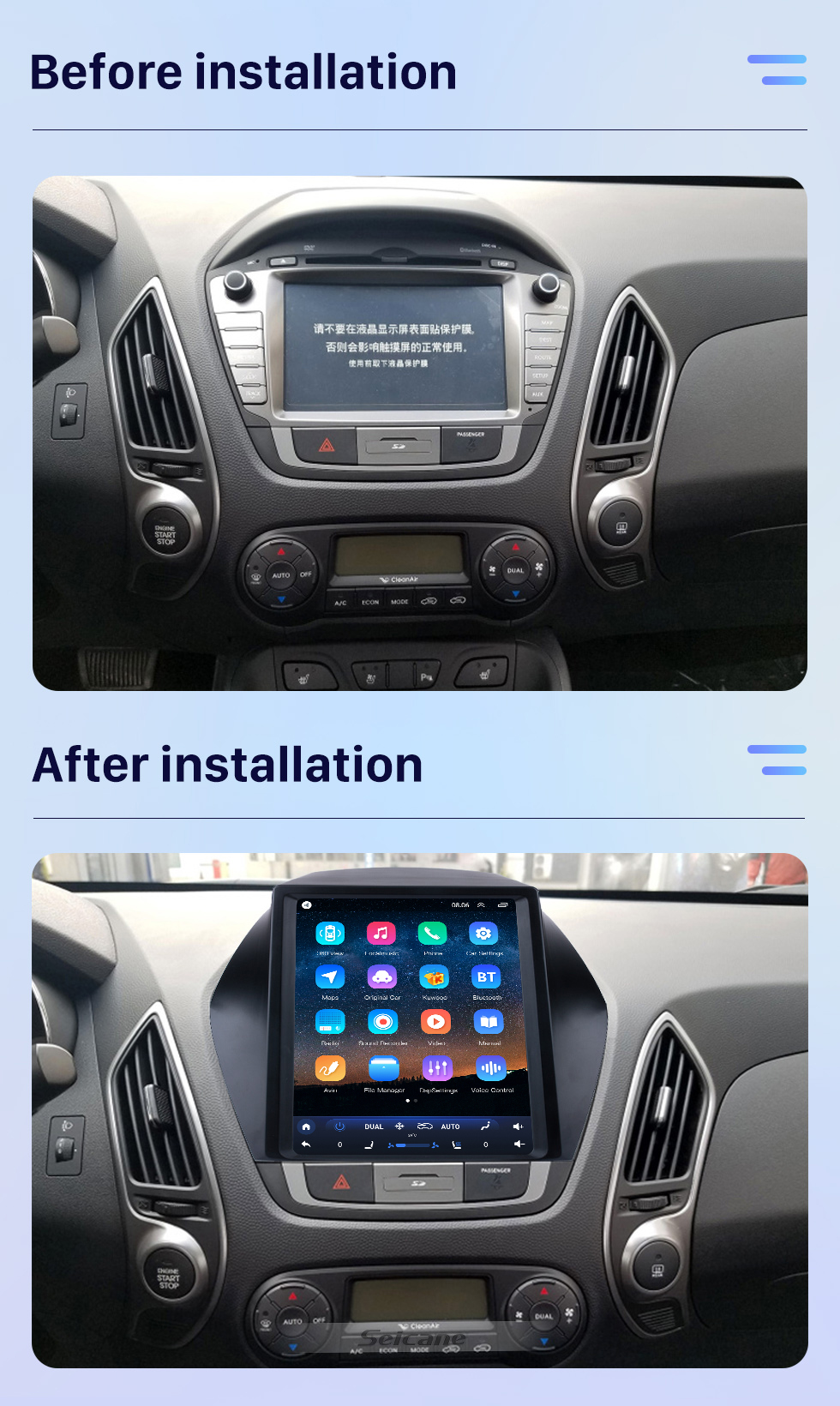 Seicane 2010 2011 2012 2013 2014 2015 Hyundai IX35 HD Touchscreen 9.7 inch Android 10.0 Car Stereo GPS Navigation Radio Bluetooth phone Music Wifi support DVR OBD2 Rearview Camera SWC DVD 4G Seicane 2010 2011 2012 2013 2014 2015 Hyundai IX35 HD Touchscreen 9.7 inch Android 10.0 Car Stereo GPS Navigation Radio Bluetooth phone Music Wifi support DVR OBD2 Rearview Camera SWC DVD 4G