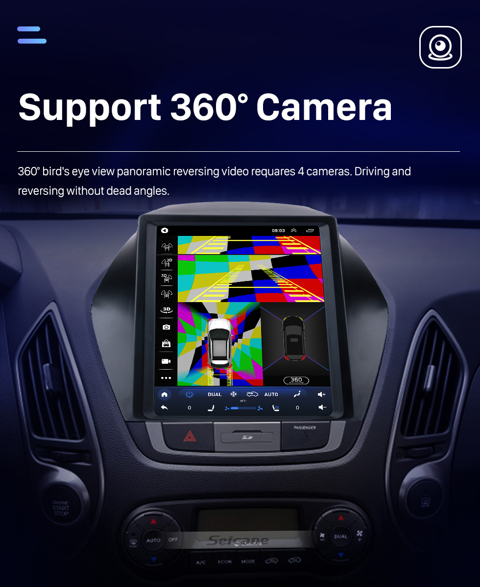 Seicane 2010 2011 2012 2013 2014 2015 Hyundai IX35 HD Écran tactile 9,7 pouces Android 10.0 Autoradio GPS Navigation Radio Bluetooth téléphone Musique Wifi prise en charge DVR OBD2 Caméra de recul SWC DVD 4G
