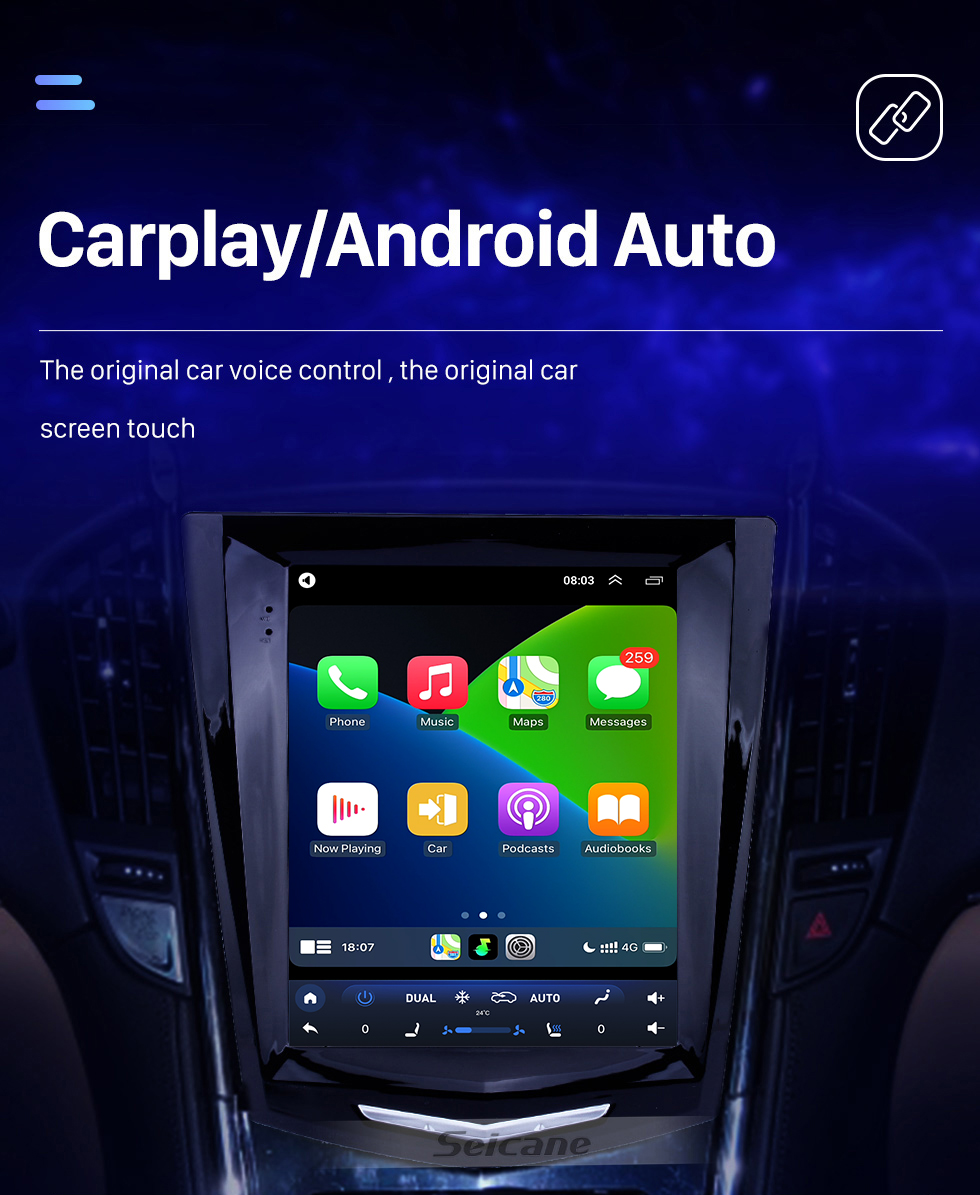 Seicane 9,7 polegadas hd touchscreen android 10.0 carro estéreo para 2011-2019 cadillac ats xts atsl srx cts com dsp integrado carplay 4g suporte volante controle tv digital dvr