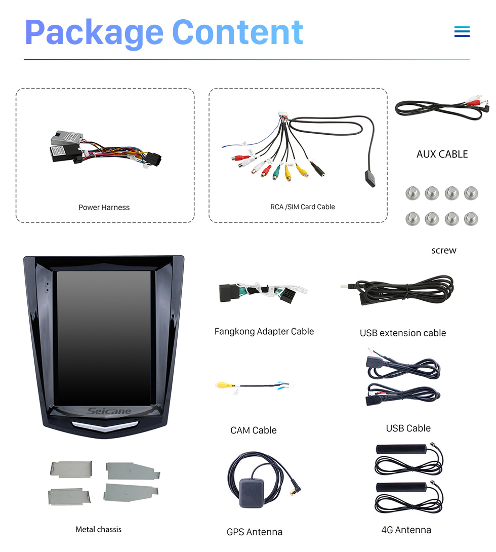 Seicane 9,7-Zoll-HD-Touchscreen-Android 10.0-Autoradio für 2011–2019 Cadillac ATS XTS ATSL SRX CTS mit integriertem DSP, Carplay 4G-Unterstützung, Lenkradsteuerung, Digital-TV-DVR