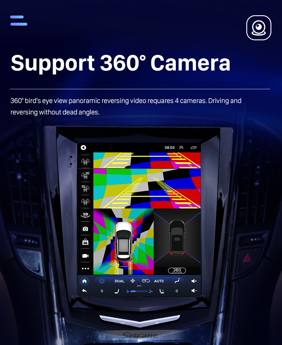 Seicane Stéréo de voiture Android 10.0 à écran tactile HD de 9,7 pouces pour 2011-2019 Cadillac ATS XTS ATSL SRX CTS avec prise en charge DSP Carplay 4G intégrée Commande au volant TV numérique DVR