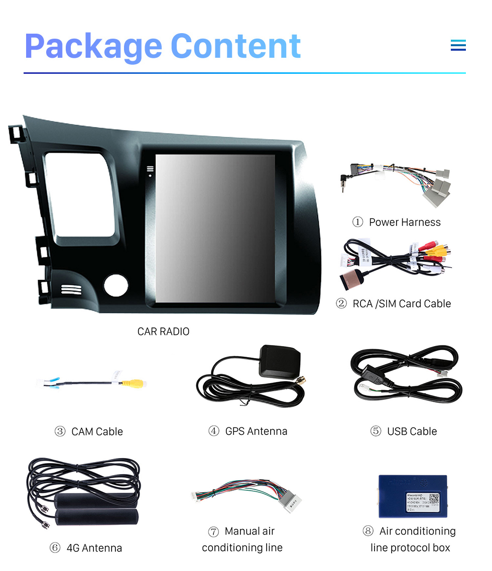 Seicane Pantalla táctil HD de 9.7 pulgadas para 2004-2009 Honda Civic LHD Android 10.0 Autoradio Sistema estéreo para automóvil con Bluetooth Carplay DSP incorporado Compatibilidad con cámara DVR de 360 °